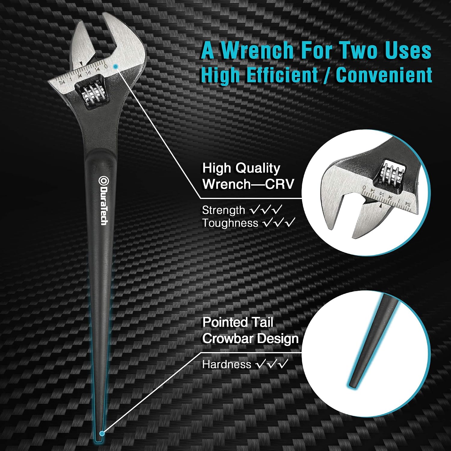 DURATECH 8-Inch Adjustable Construction Spud Wrench
