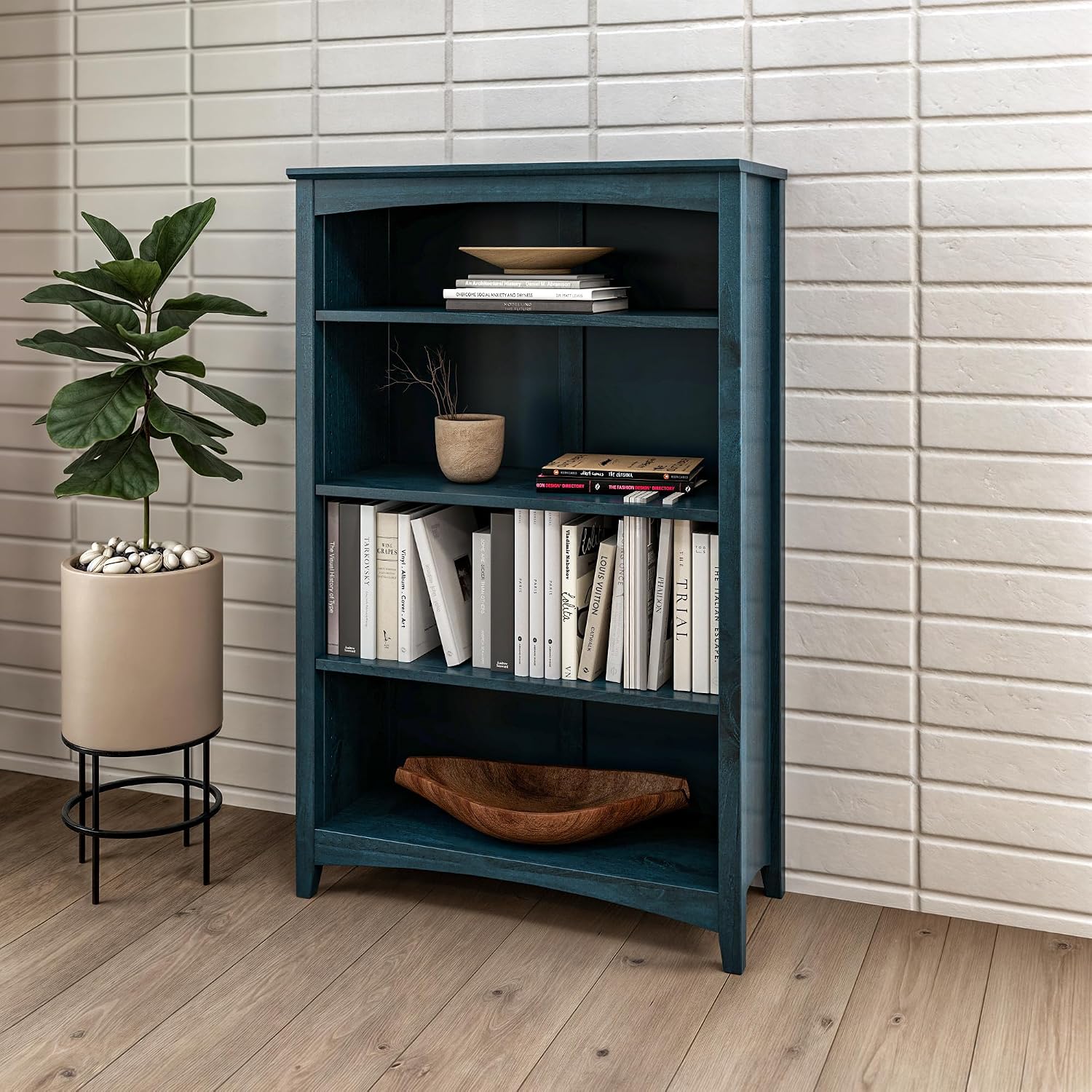 Shaker Style 3 Shelf Bookcase / Solid Wood / 36" High / Adjustable Shelving / Closed Back / Display Bookshelf for Living Room, Bedroom, Home and Office, White