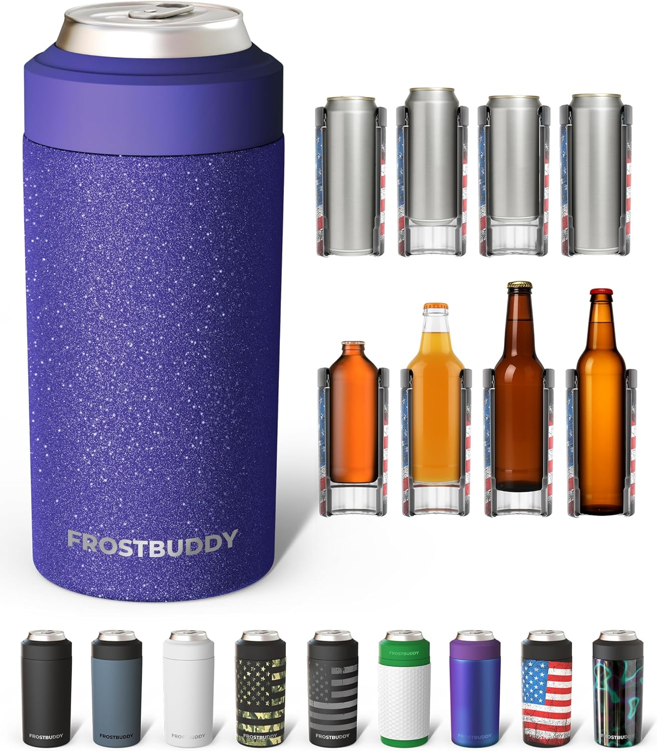 Frost Buddy Universal Can Cooler - Fits Slim Cans, 12 & 16oz (MatteBlack)