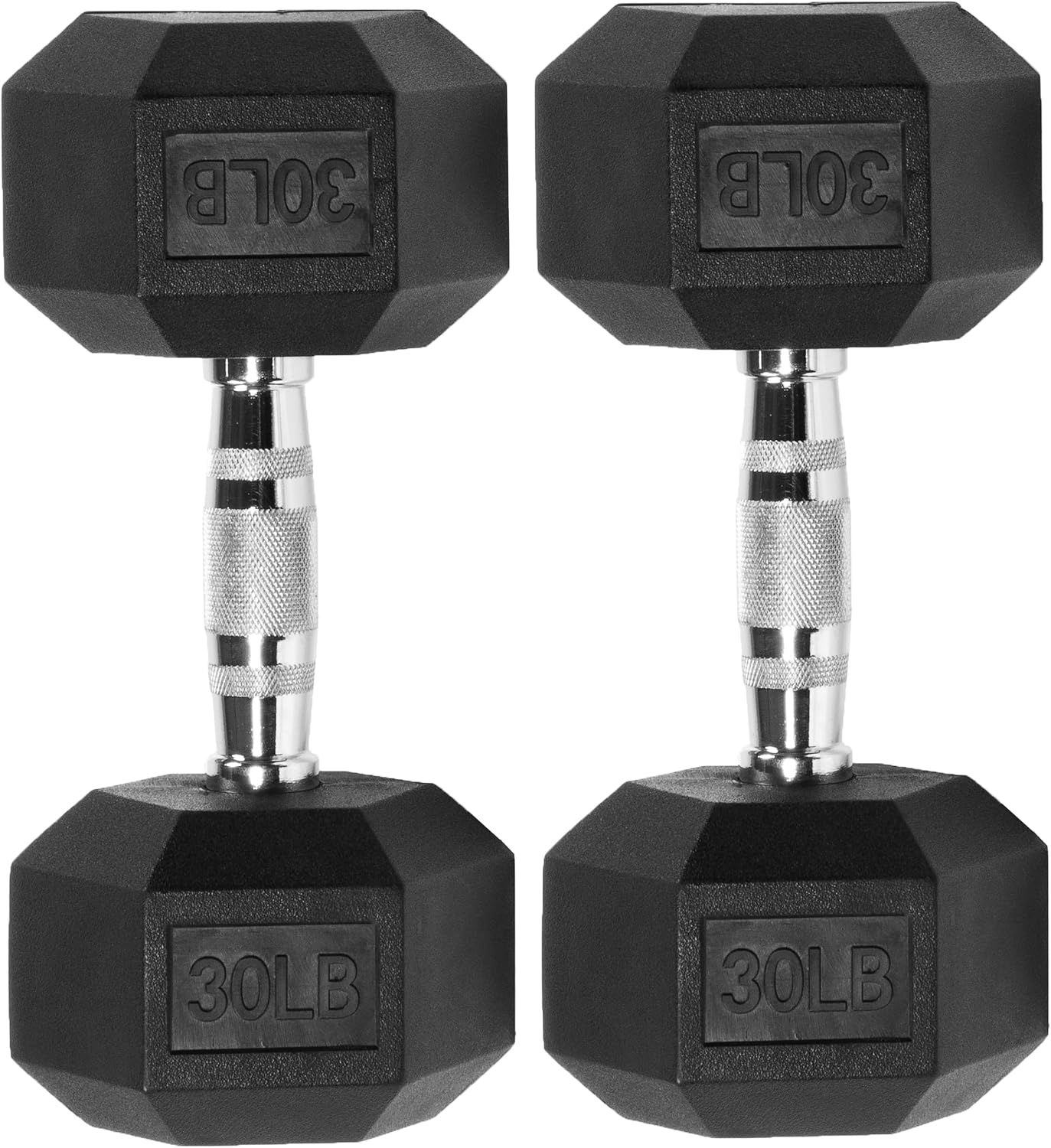 Rubber Encased Hex Dumbbell with Knurled Alloy Material Non-slip Handle, Basic Professional Dumbbell