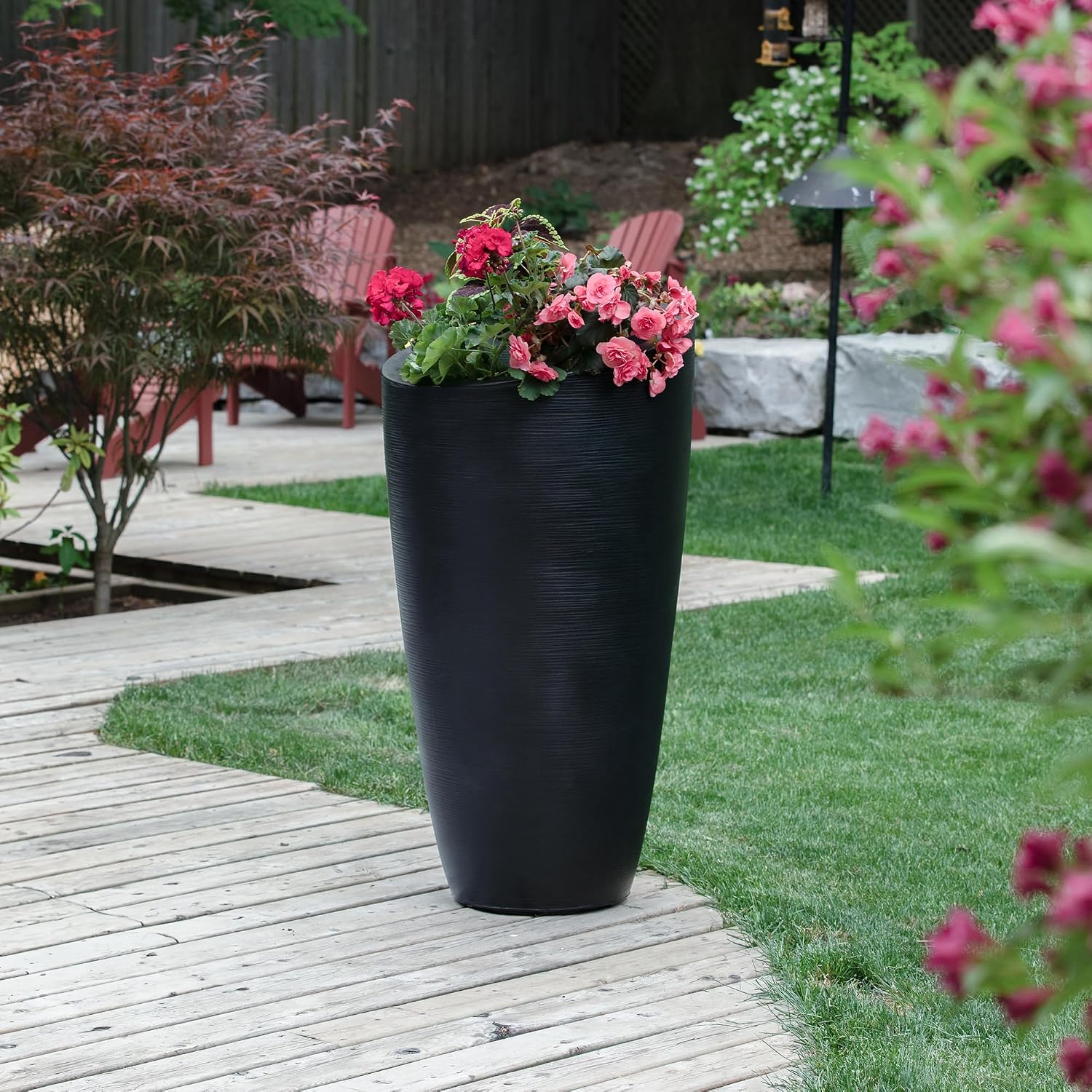 Mayne Modesto 20in Round Modern Planter, Neptune Blue | All season, Indoor/Outdoor, Double-wall design, Fade resistant, 15-year warranty