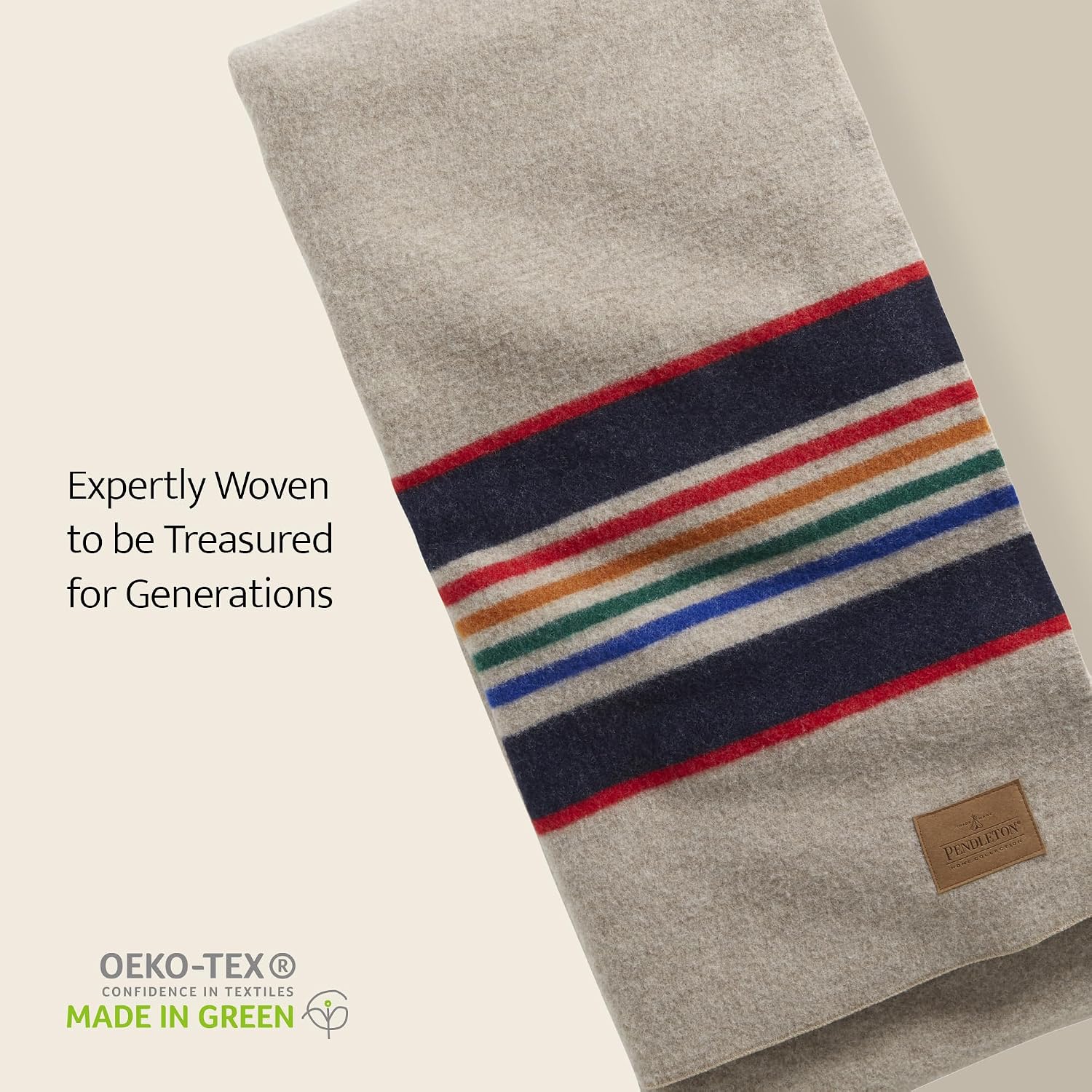 Pendleton National Park Blanket Full 80" x 90", 100% Wool | Iconic Park Stripes Collectible Keepsake - Glacier