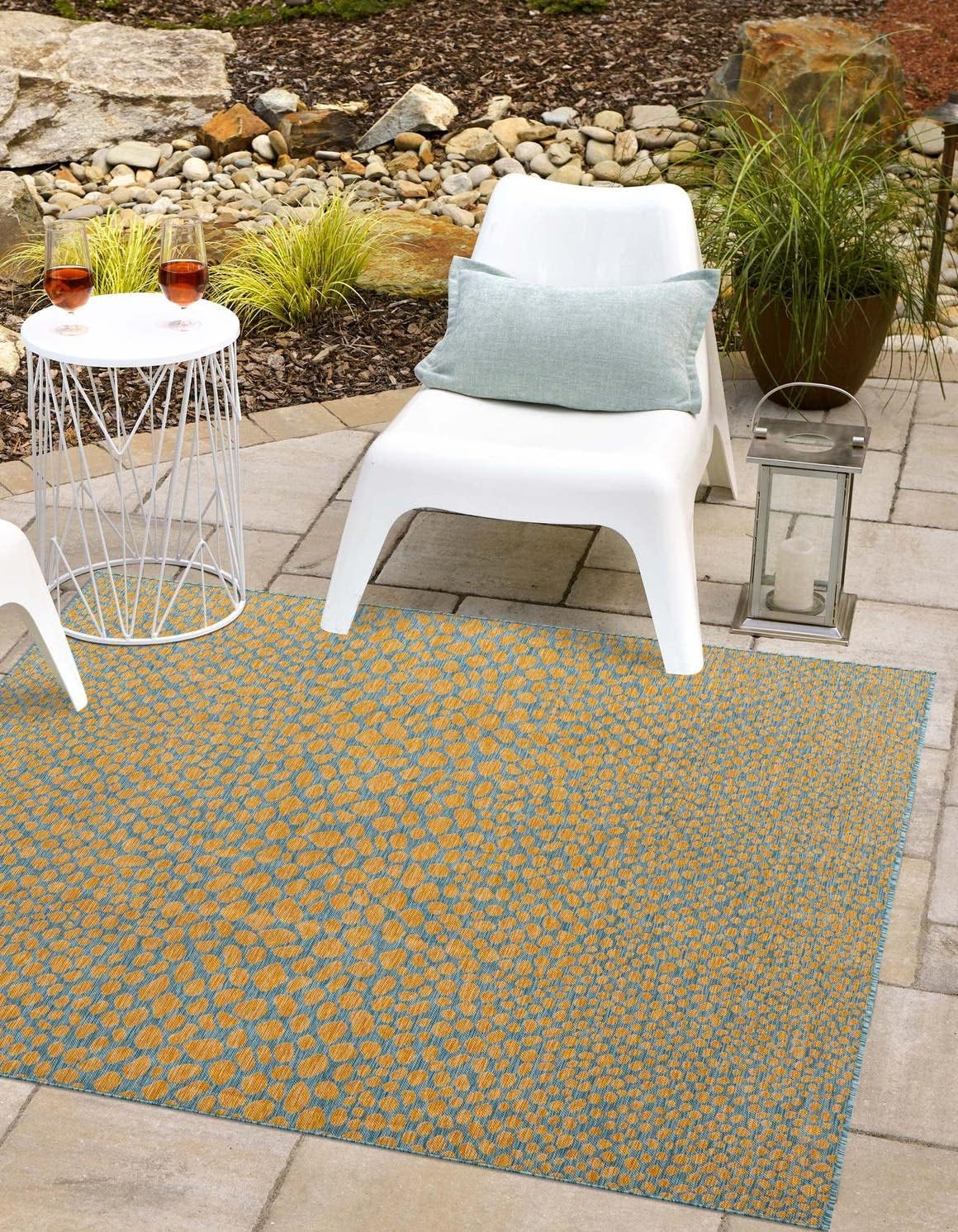 Unique Loom Outdoor Collection Area Rug - Cape Town (9' x 12' Rectangle, Blue/Ivory)