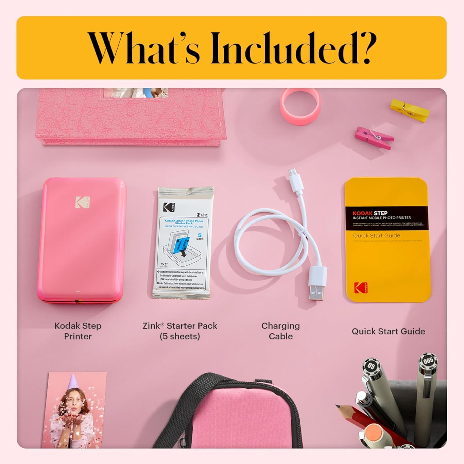 KODAK Step Instant Smartphone Photo Printer, Portable Mini Color Wireless Mobile Printer, Zink 2x3” (5.1x7.5 cm) Sticky-Back Photos