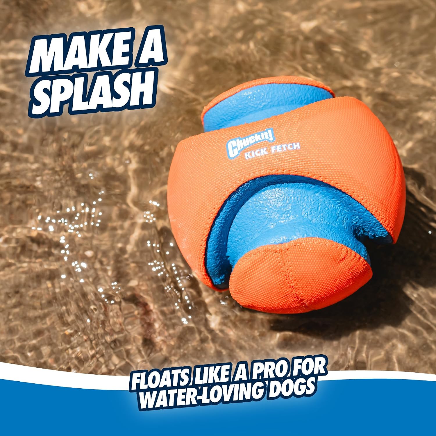 Chuckit! Kick Fetch Ball Dog Toy, Floats in Water, Large 8 Inch Diameter | Durable rubber and foam build, interactive play design, great for pool or lake sessions, built for big breed dogs each day