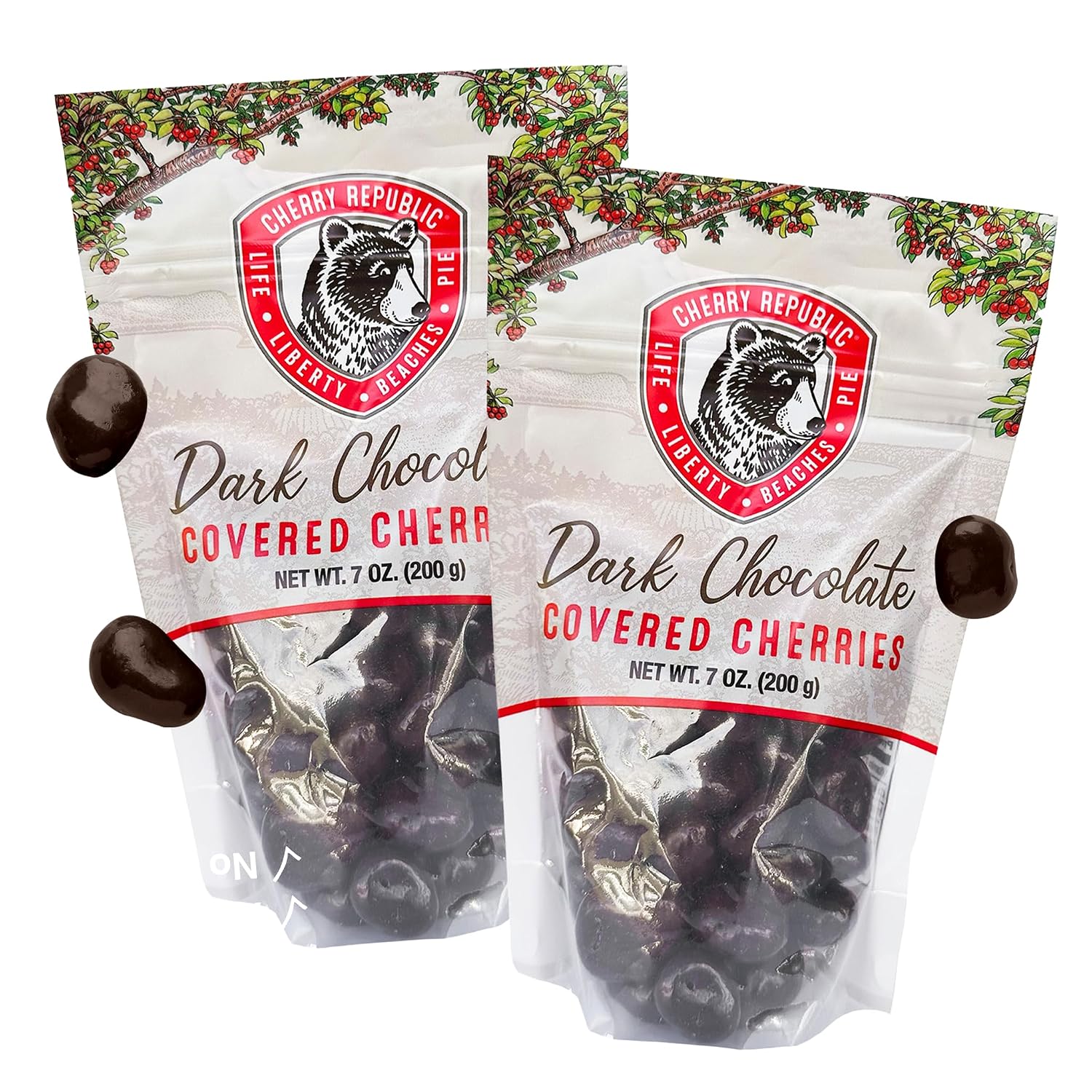 Cherry Republic Dark Chocolate Covered Cherries, 7 oz Bag | Premium Montmorency Dried Cherries Coated in Rich 60 Percent Dark Chocolate, Balanced Tart and Sweet Flavor, Made in Michigan