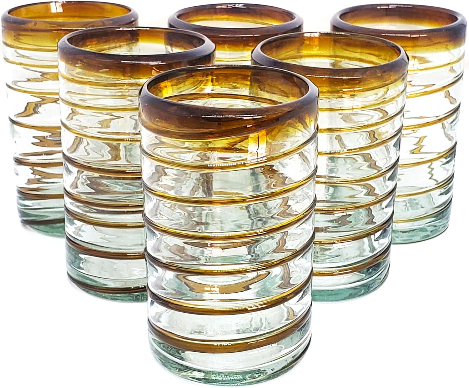 Cobalt Blue Spiral 14 oz Drinking Glasses (set of 6), Recycled Glass, Lead-free, Toxin-Free (Drinking)