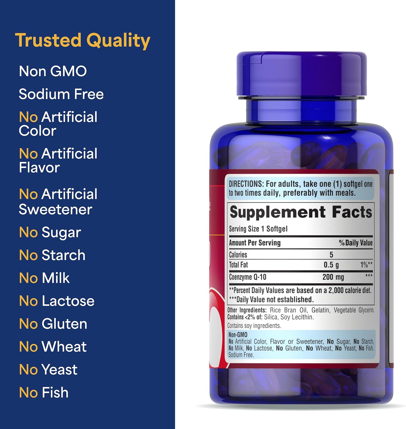 Puritan's Pride Coenzyme CoQ10 200mg, 120 Rapid Release Softgels