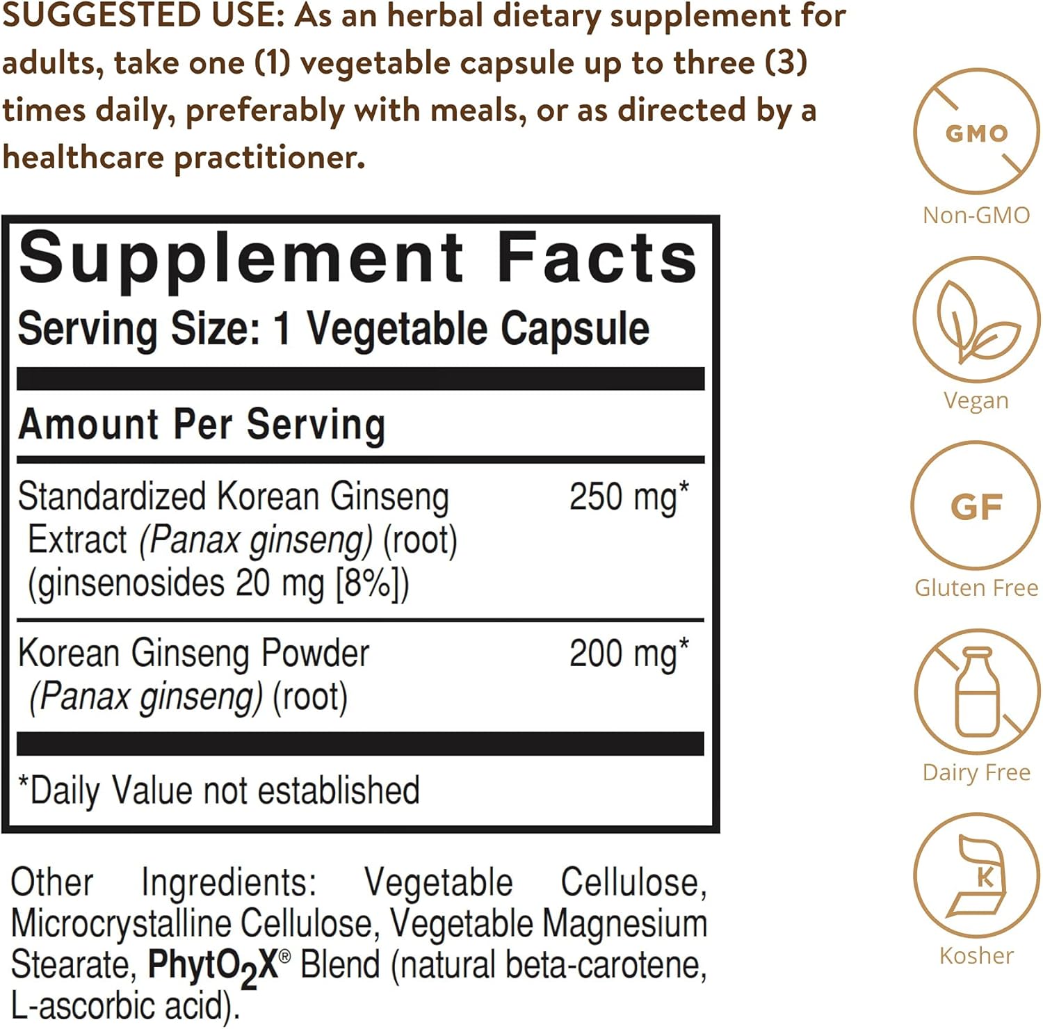 Solgar Korean Ginseng Root Extract, 60 Vegetable Capsules - Immune Support | Standardized, Full Potency (SFP) - Non-GMO, Vegan, Gluten Free