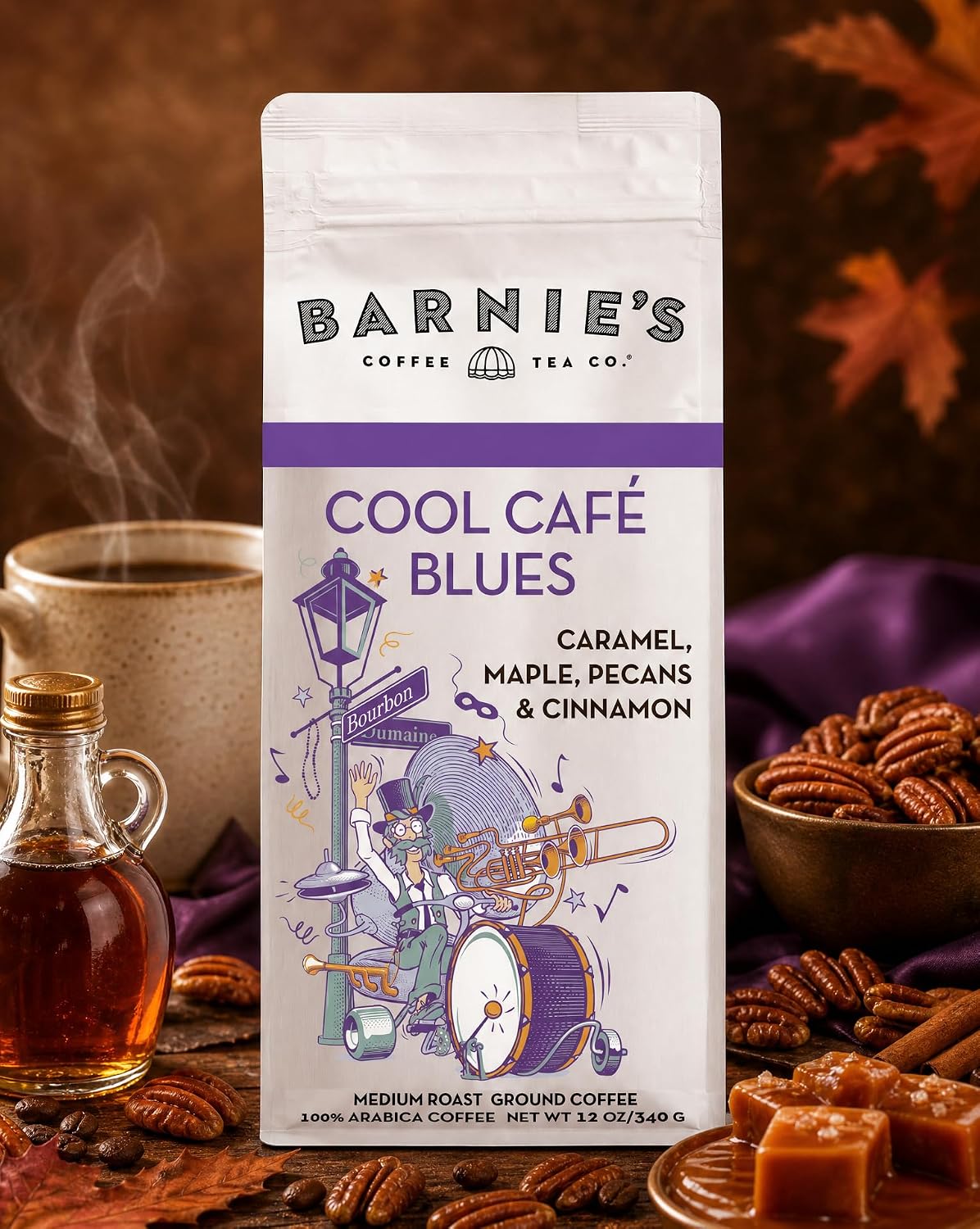 Barnie's Coffee English Salted Toffee Ground Coffee with Caramel, Molasses and Salted Creamy Butter Flavors, Medium Roasted Arabica Coffee Beans