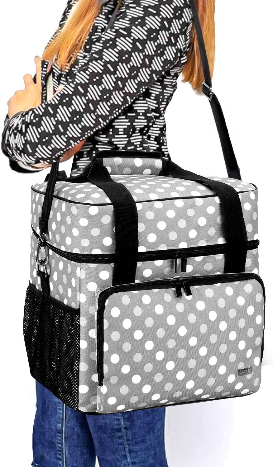 LUXJA Serger Machine Carrying Case with Bottom Wooden Board, Gray