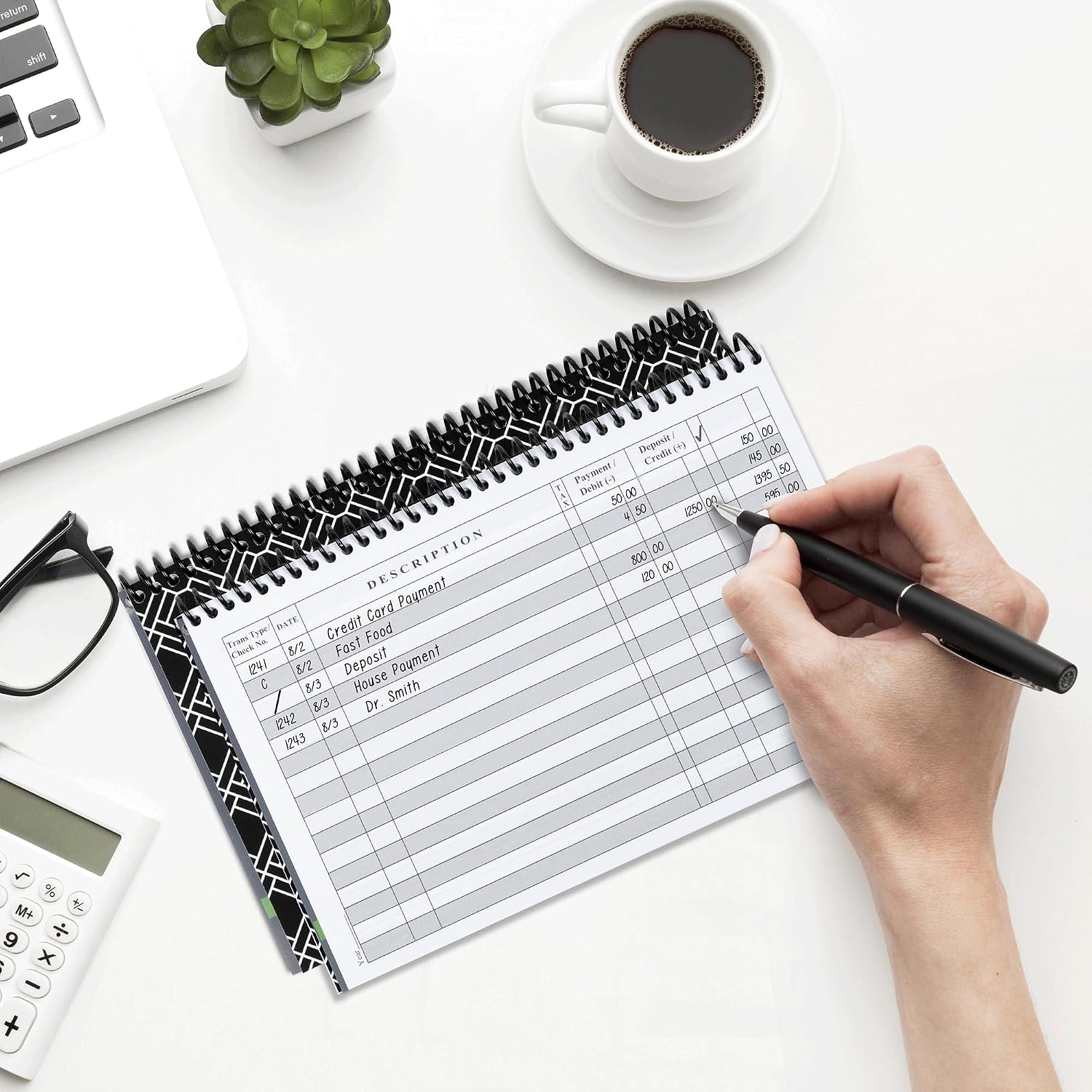 The Superior Register - Simple Account Tracker - Big Checkbook Register & Financial Ledger - Debit Card Register - Bank Register - 1 Pack, Teal, Wide Edition