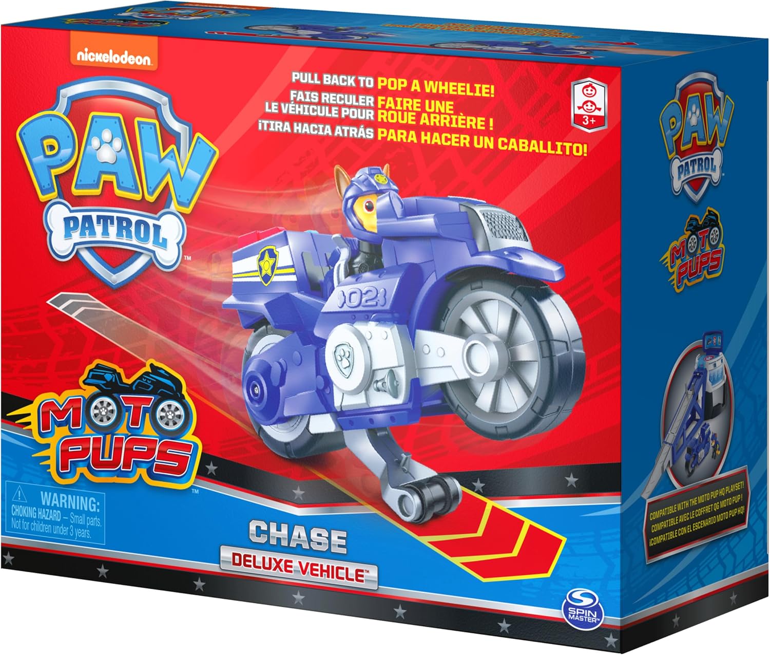 PAW Patrol, Moto Pups Wildcat’s Deluxe Pull Back Motorcycle Vehicle with Wheelie Feature and Toy Figure