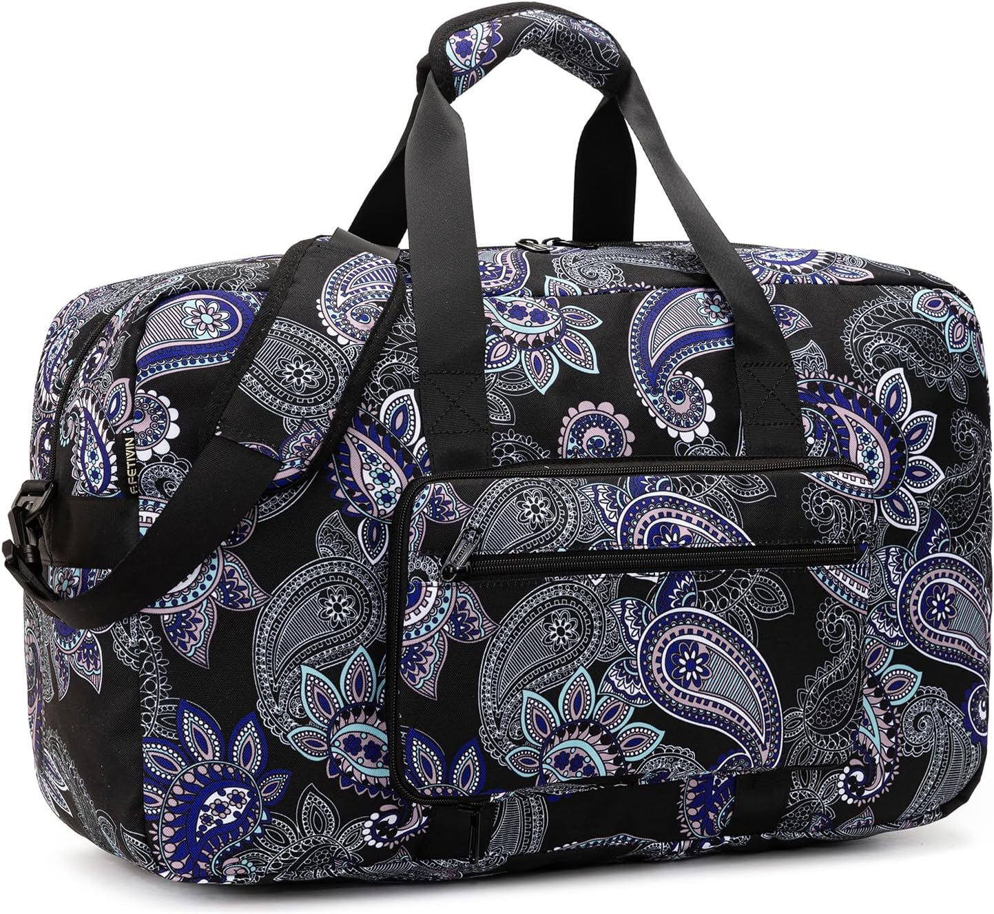 Travel Foldable Waterproof Duffel Bag - Lightweight Carry on Luggage Tote Duffel Bag(Black Floral)