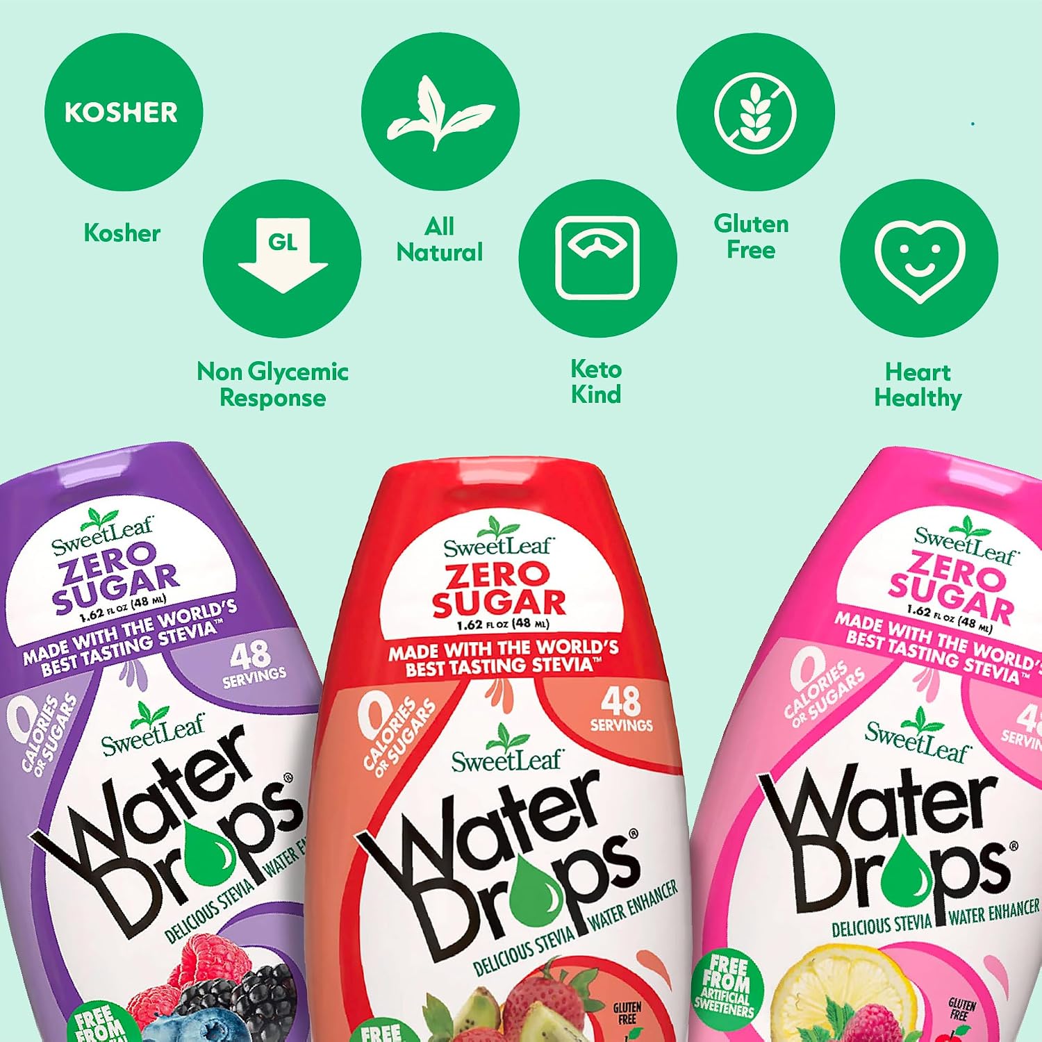 SweetLeaf Water Flavoring Drops, Strawberry Kiwi - 1.62 Fl Oz | Stevia Water Enhancer, Sugar Free, Zero Calorie Additive, Contains Monk Fruit Extract