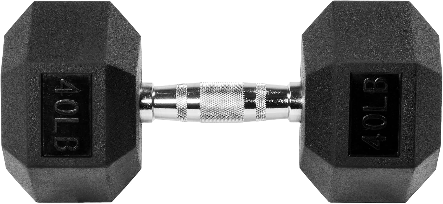 Rubber Encased Hex Dumbbell with Knurled Alloy Material Non-slip Handle, Basic Professional Dumbbell