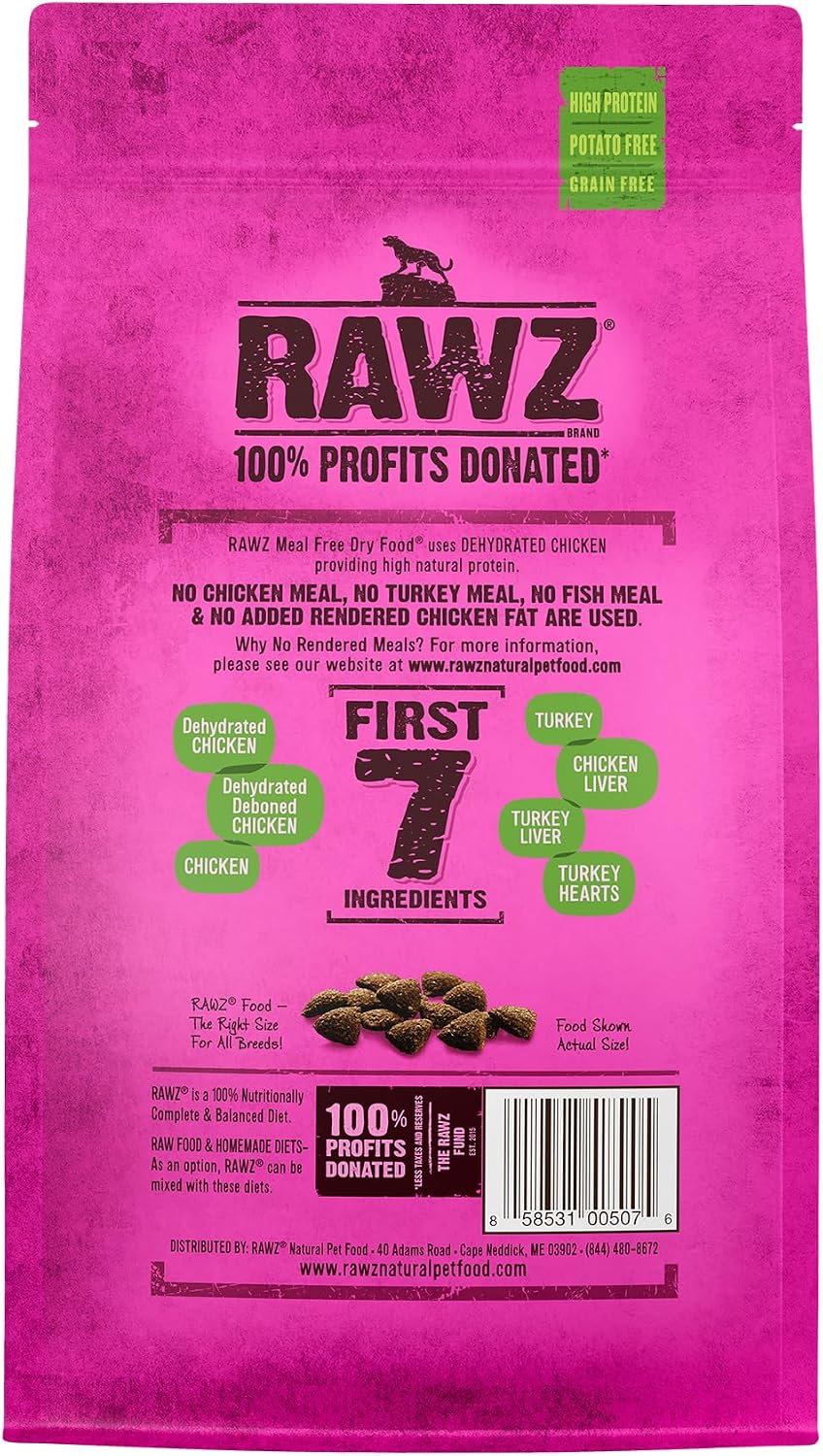 Rawz Dehydrated Chicken, Turkey & Chicken Recipe Natural Meal Free Dry Cat Food (3.5 Pound (Pack of 1), Chicken & Turkey)