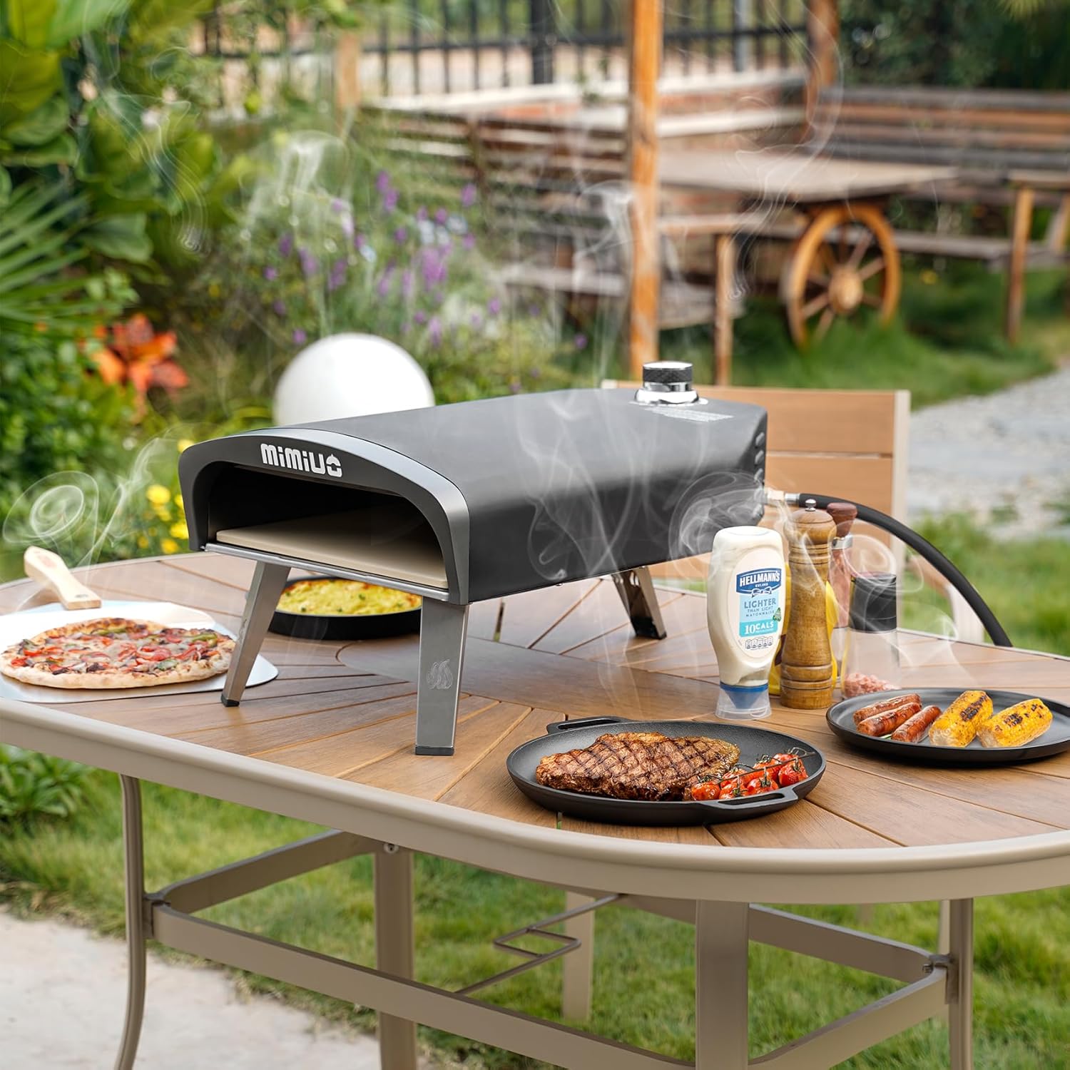 Mimiuo 12" Gas Pizza Oven Outdoor 33Lbs – 60S Bake, w/Stone, Peel & Cover