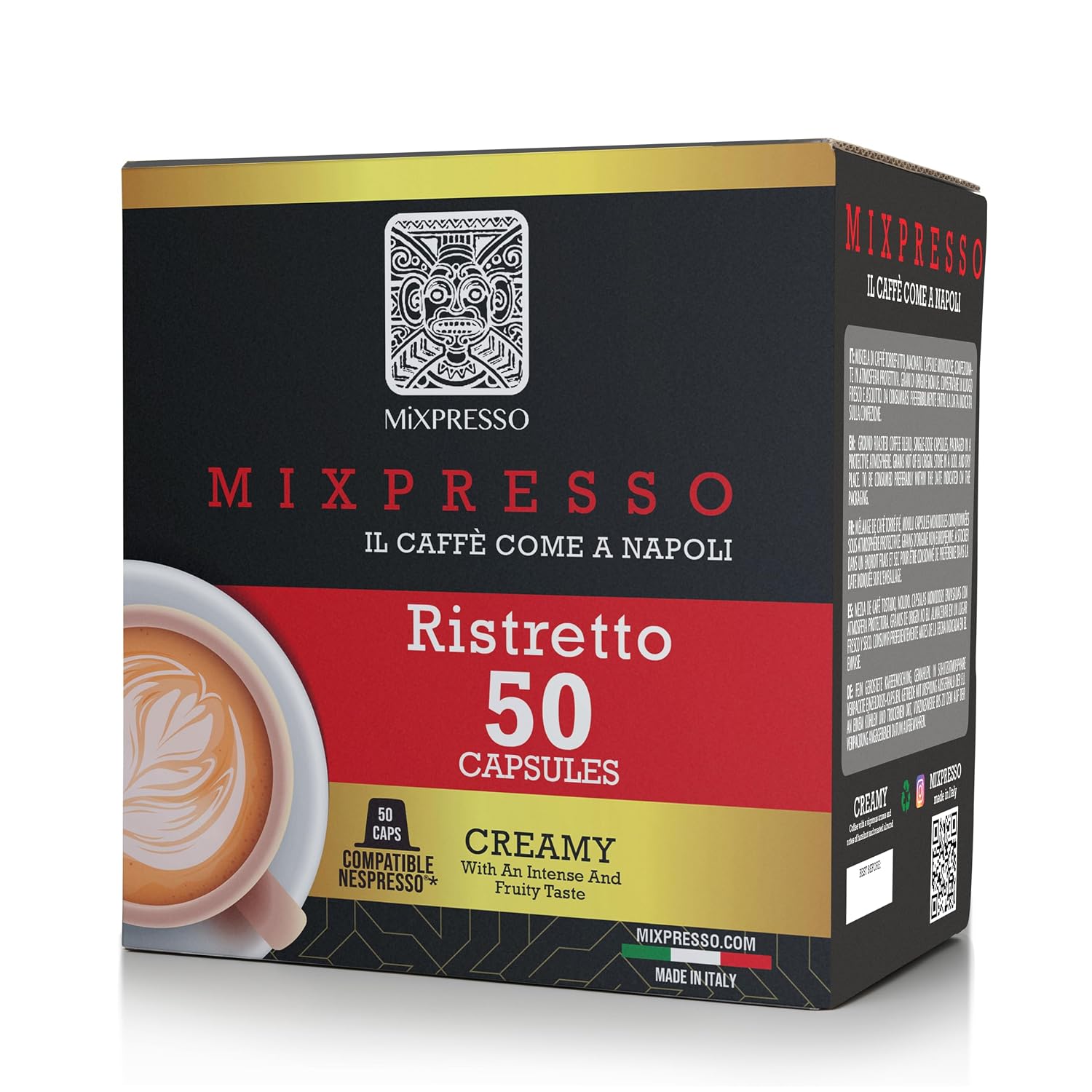 Mixpresso Classe Coffee Espresso Capsules Compatible With Nespresso Original Brewers, Single Cup Coffee Pods 100% from Italy, Medium Roast 80% Arabica Espresso, 50 Count Coffee Capsule Intensity 8/12 | 50 Count Single Cup Coffee Pods Compatible With Nesp…