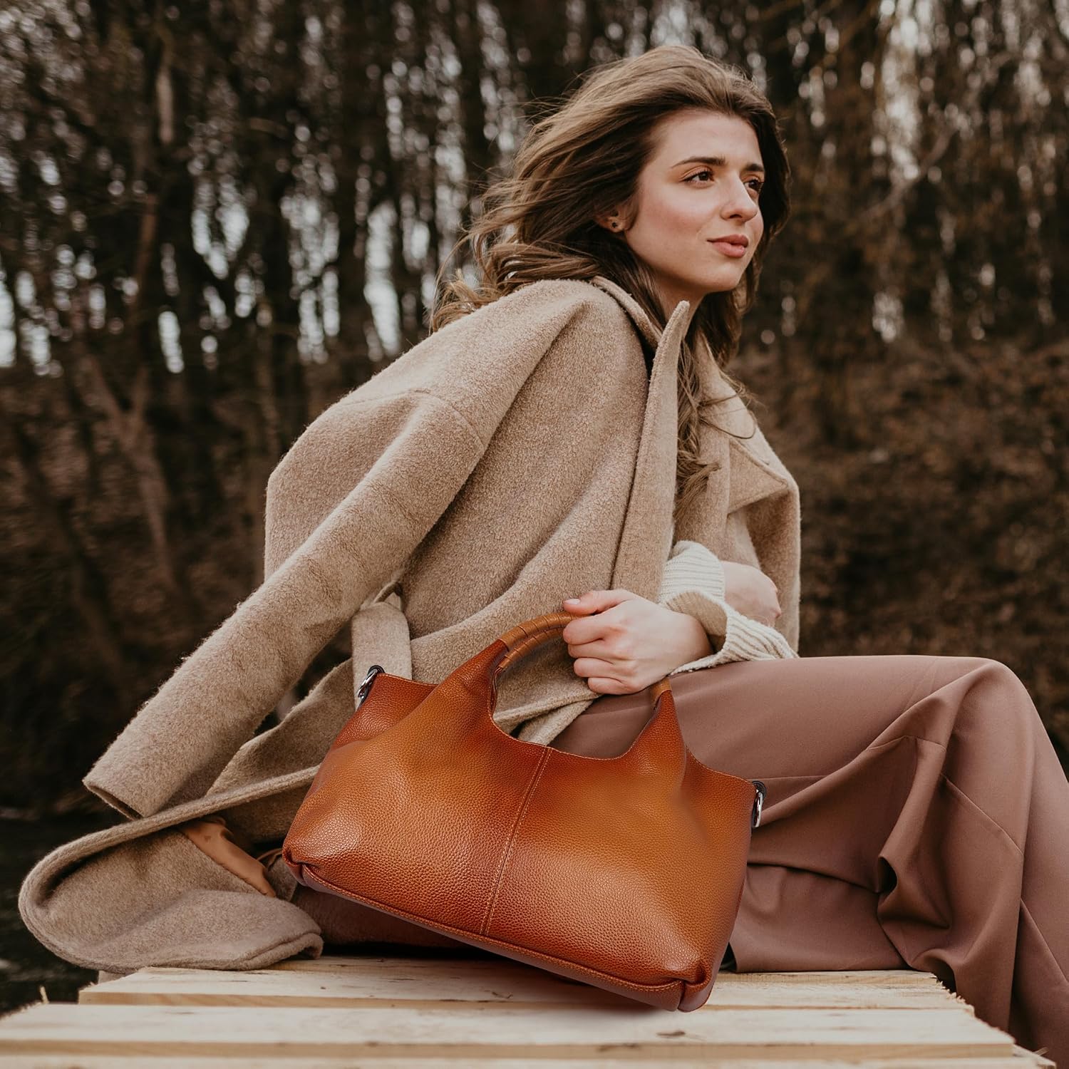 Iswee Leather Satchel Women Purse and Handbag Crossbody Shoulder Bag Hobo | Genuine Cowhide Leather Tote Top Handle Bag Soft & Durable Medium Size Bags with Detachable Multiple Pocketbooks Trendy