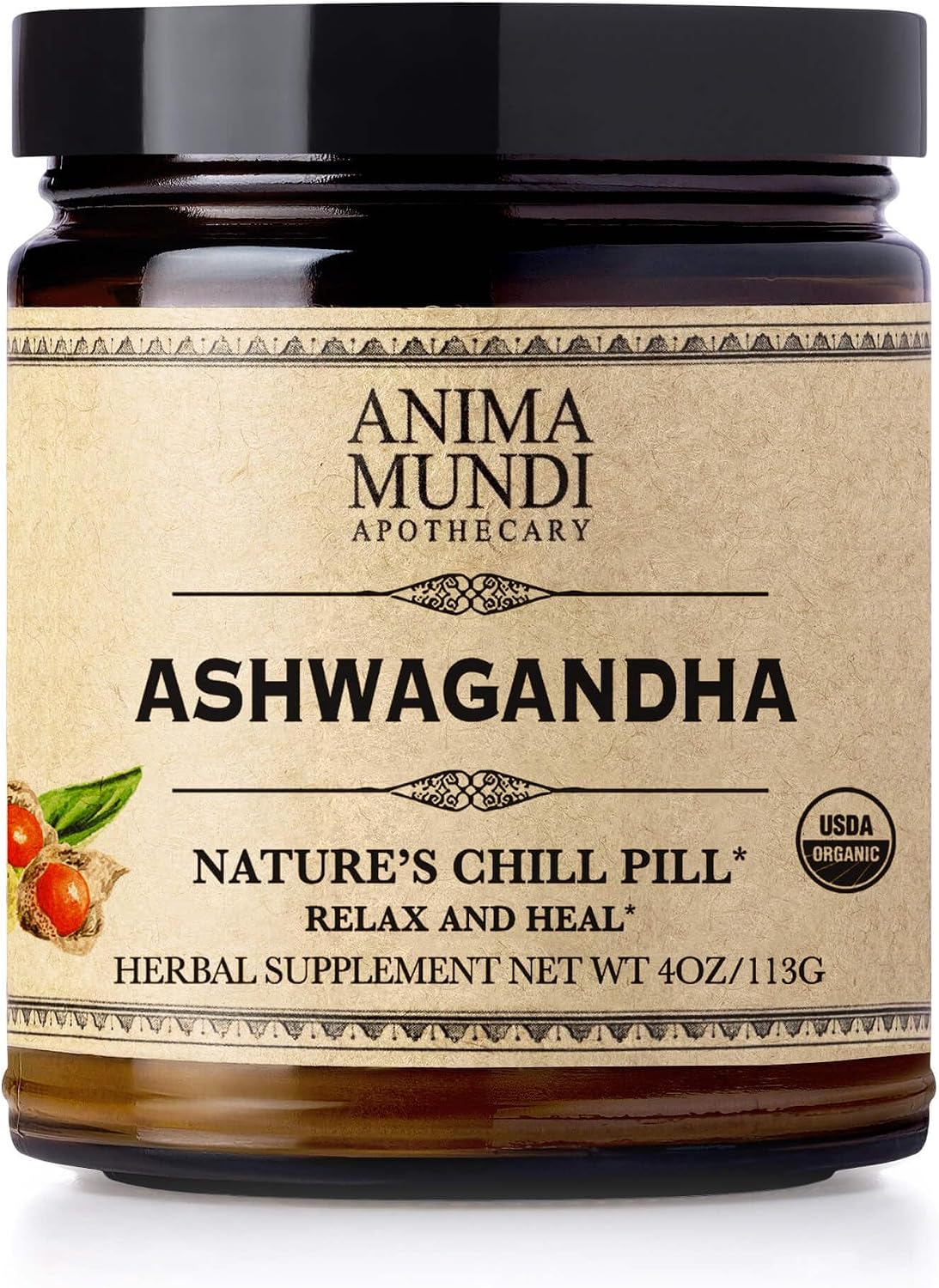 Anima Mundi Ashwagandha Powder - Organic Ashwagandha Root Powder Sourced from India - Commonly Known as Indian Ginseng Root Powder - Calming Herbal