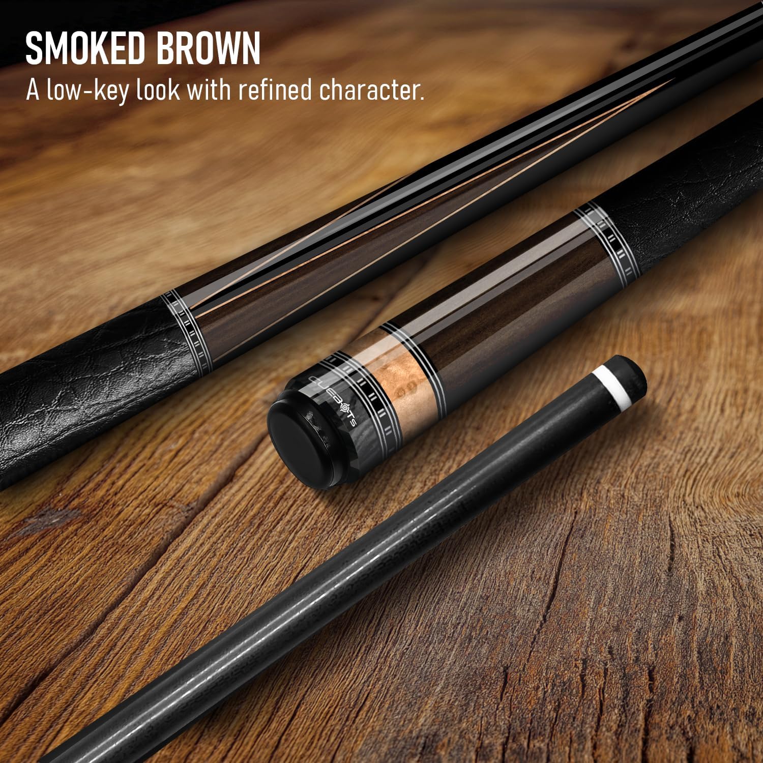 CUEBOTS Glass Fiber Cue, Glass Fiber House Cue Stick, Club Cue, Cue for Beginners, Durable Uni-QR, 3/8-10, 5/16-18 Joint, Long Lasting Glassfiber Shaft, 7-Layer Microfiber Tip