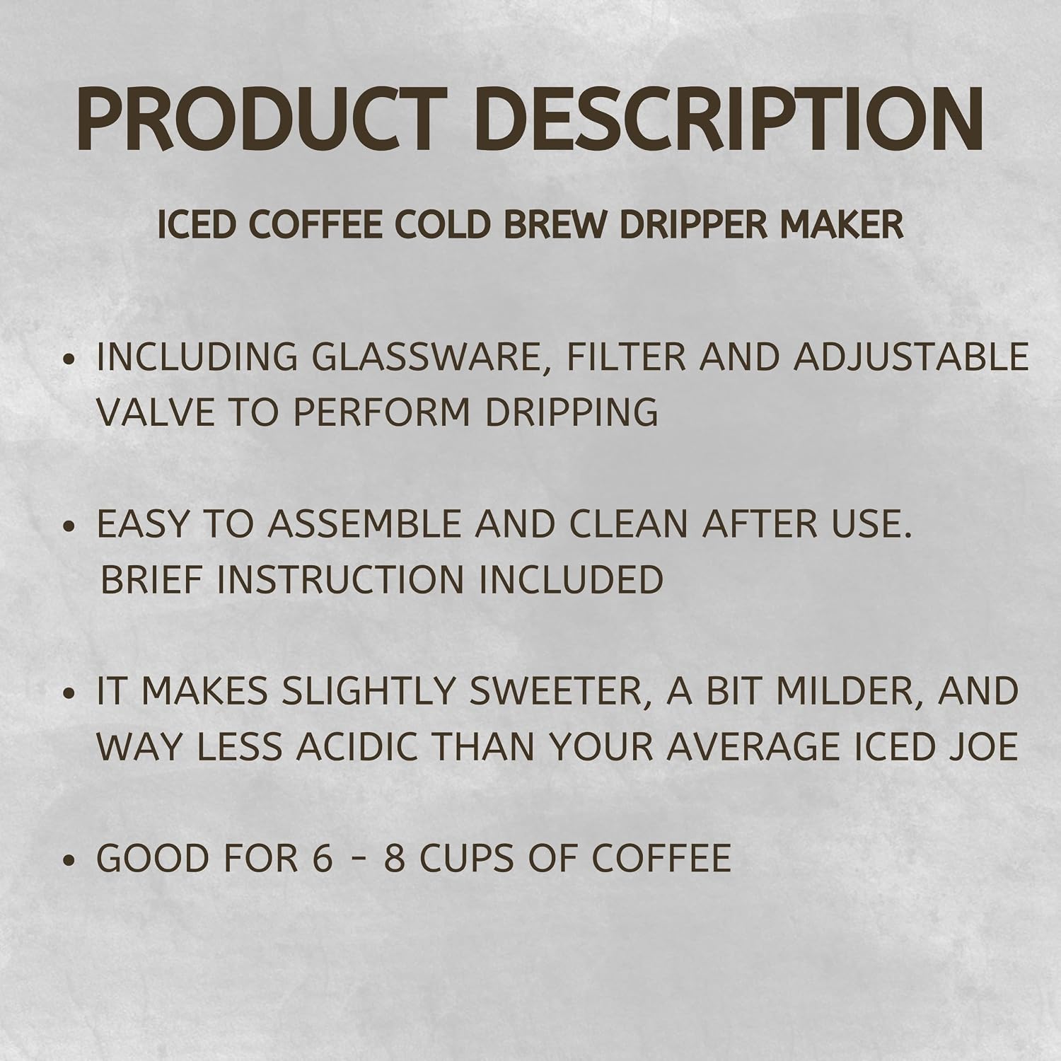 Nispira Iced Coffee Cold Brew Drip Tower Coffee Maker, 6–8 Cup Manual Cold Brew Brewer with Adjustable Valve, Wooden Frame & Glassware, Slow Cold Extraction System