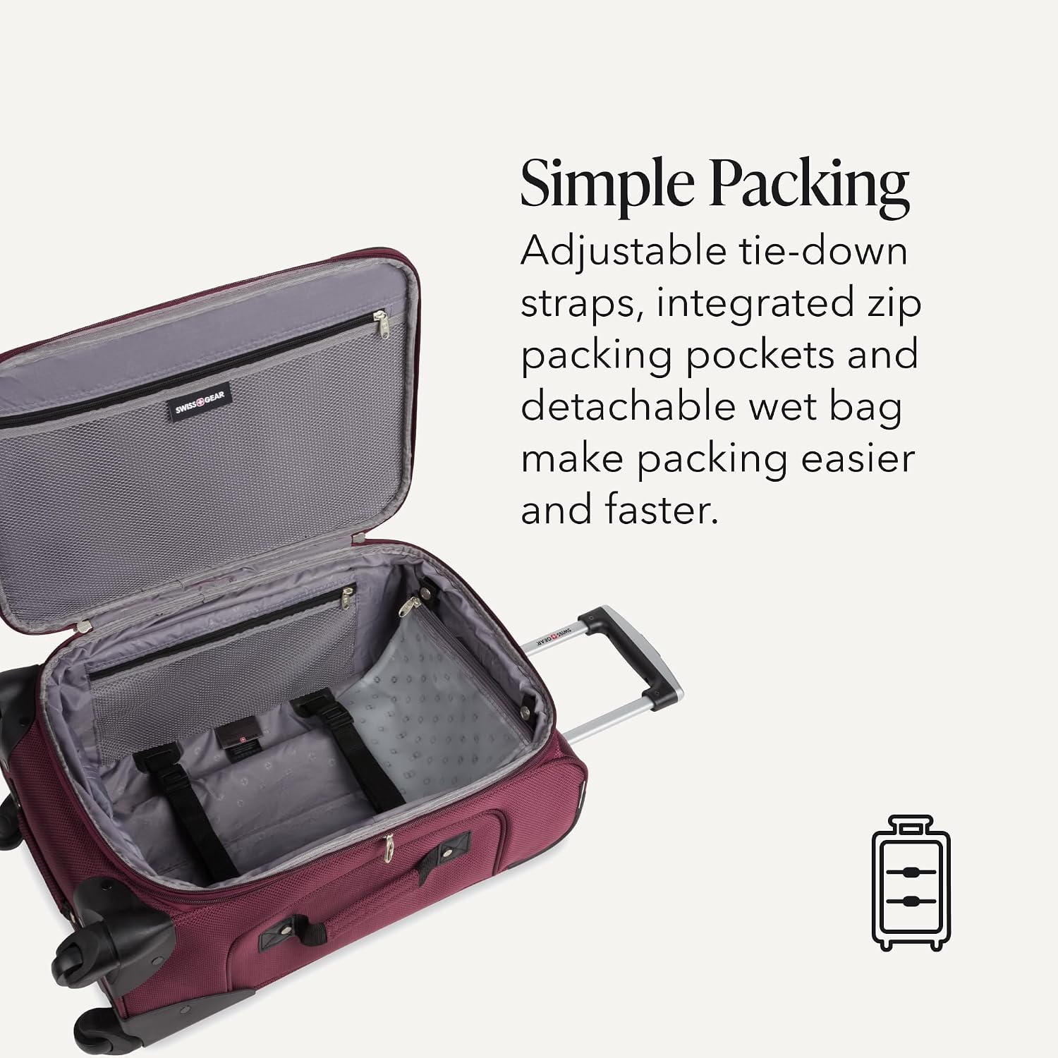 SWISSGEAR Sion Carry-On Spinner Luggage, Softside Expandable, Lightweight Suitcase, Dark Grey, 22.75-Inch
