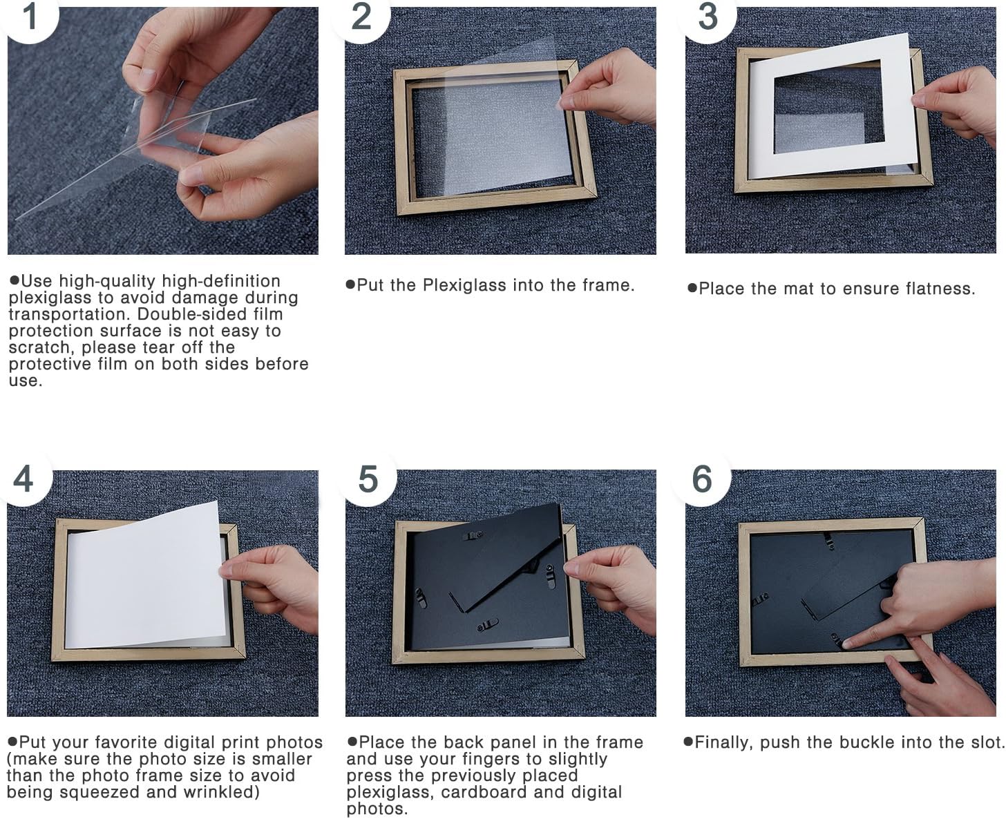 12x12 Picture Frame Matted to Fit Photos 8x8 or 12 x 12 Pictures Without Mat, 12 by 12 Square Solid Wood Black Picture Frames for Wall Mounting