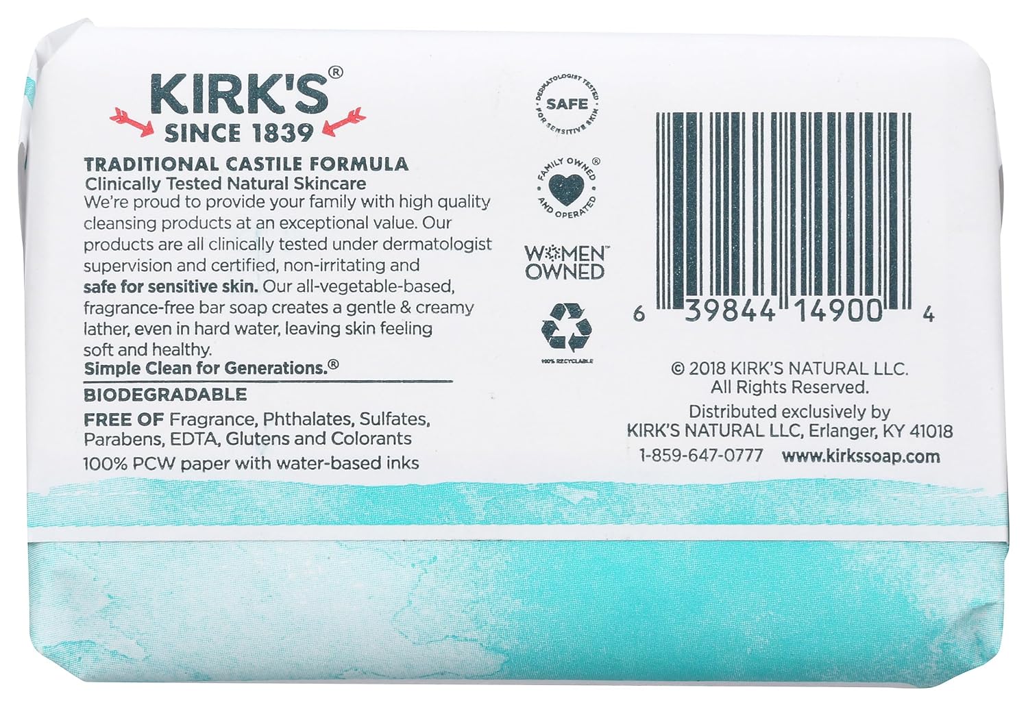 Kirk's Original Coco Castile Soap Fragrance Free 4 oz (Multi-Pack)