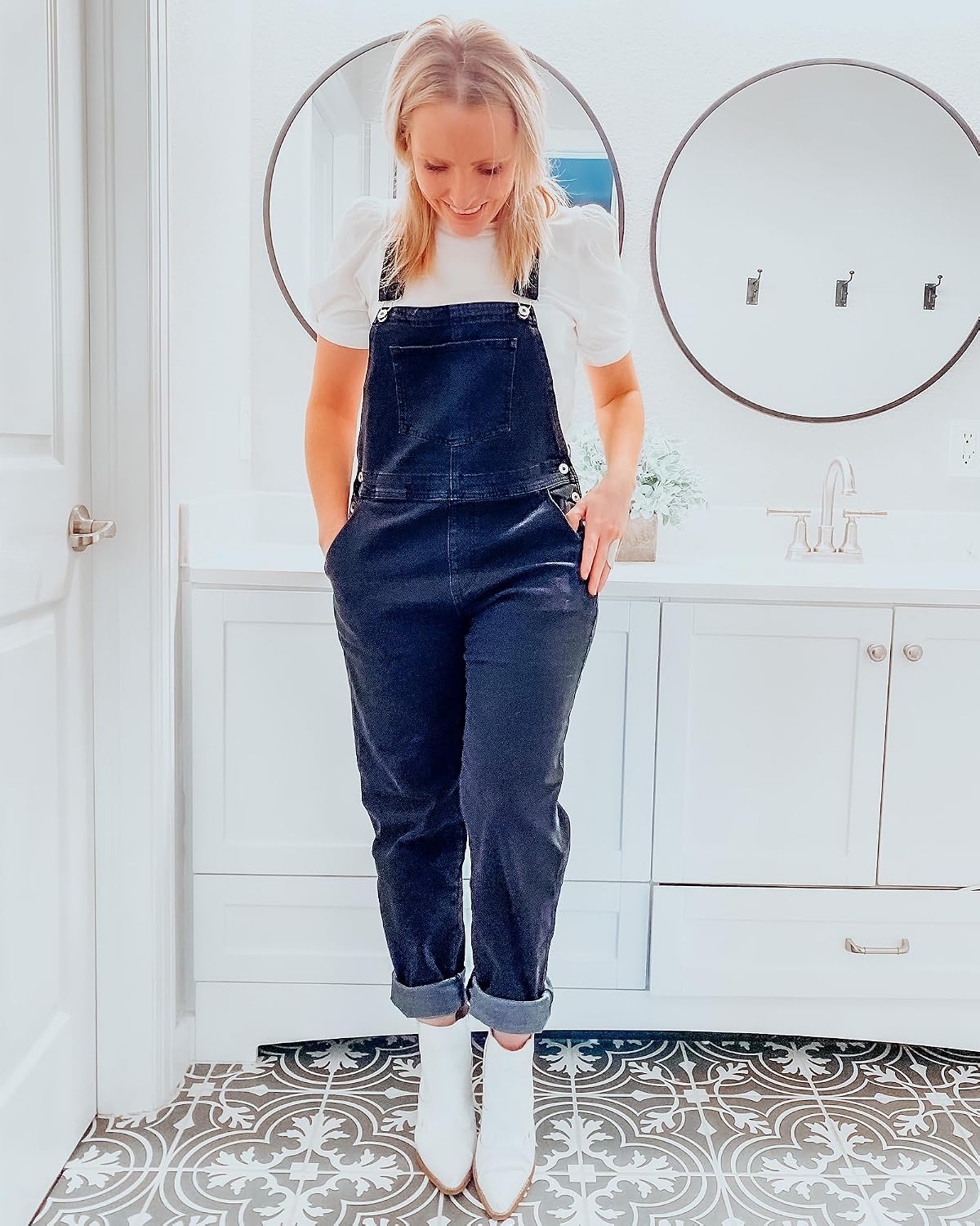 LookbookStore Denim Overalls for Women Dressy Stretch Bib Jean Jumpsuits