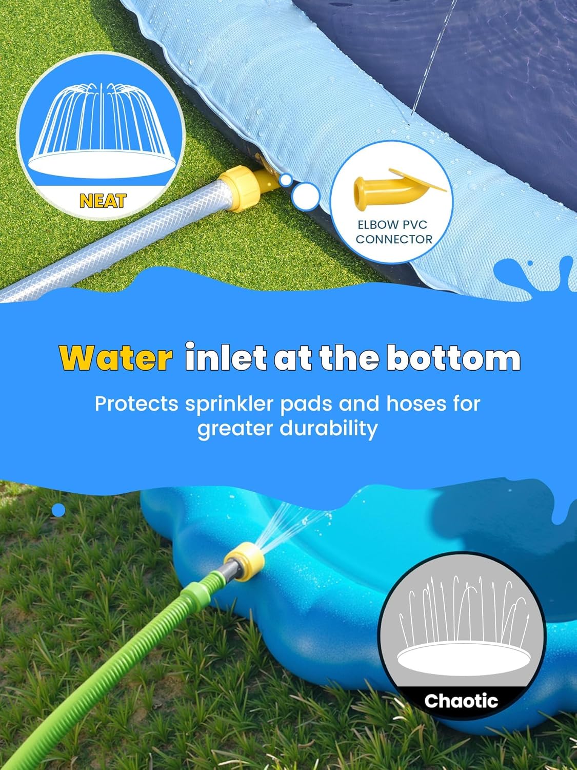 VISTOP 67" Non-Slip Splash Pad for Kids and Dogs, Thickened Sprinkler Pool for Toddlers, Outdoor Backyard Water Toys, Fun Fountain Play Mat for Babies