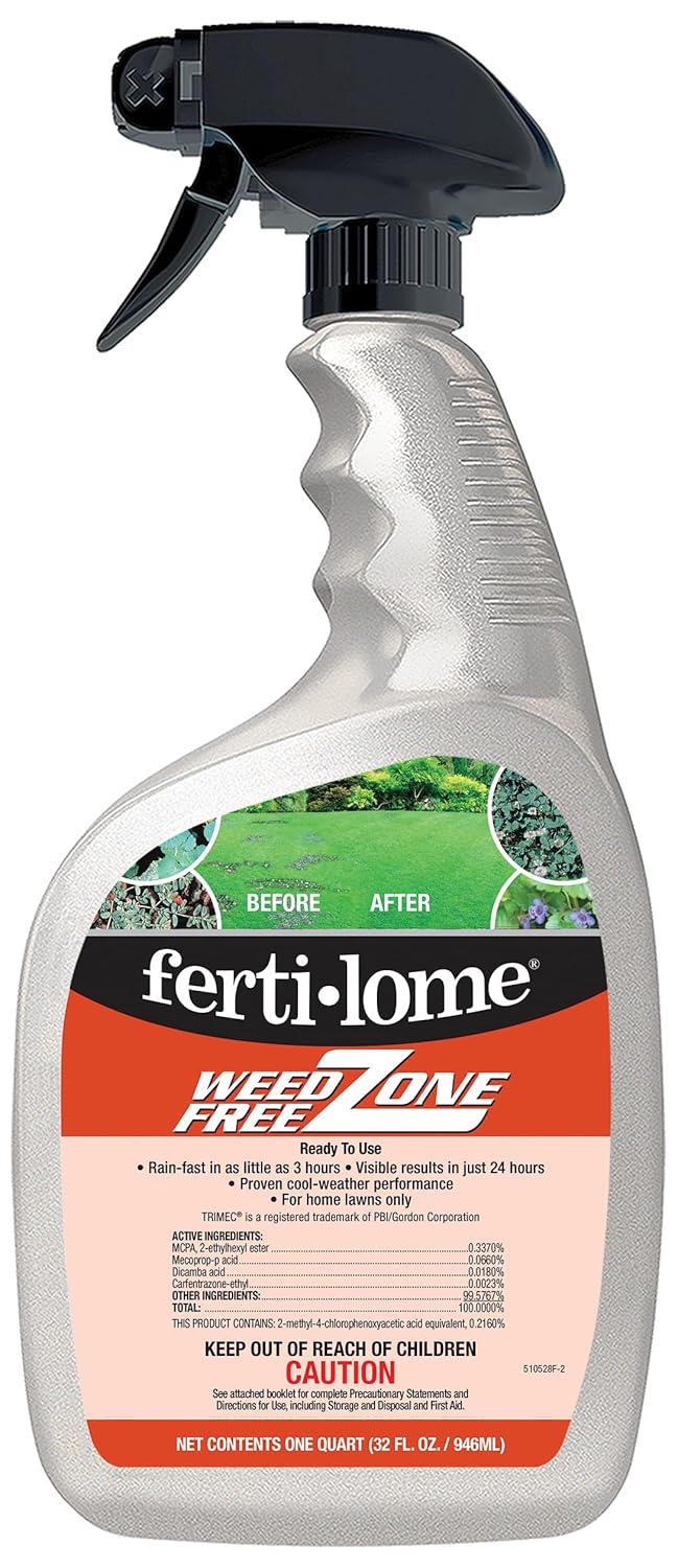 Fertilome (10524) Weed Free Zone Broadleaf Weed Killer Concentrate, 16 oz | Triclopyr + Clopyralid formula - Kills 80+ tough broadleaf weeds in cool & warm turfgrass - Home lawn owners