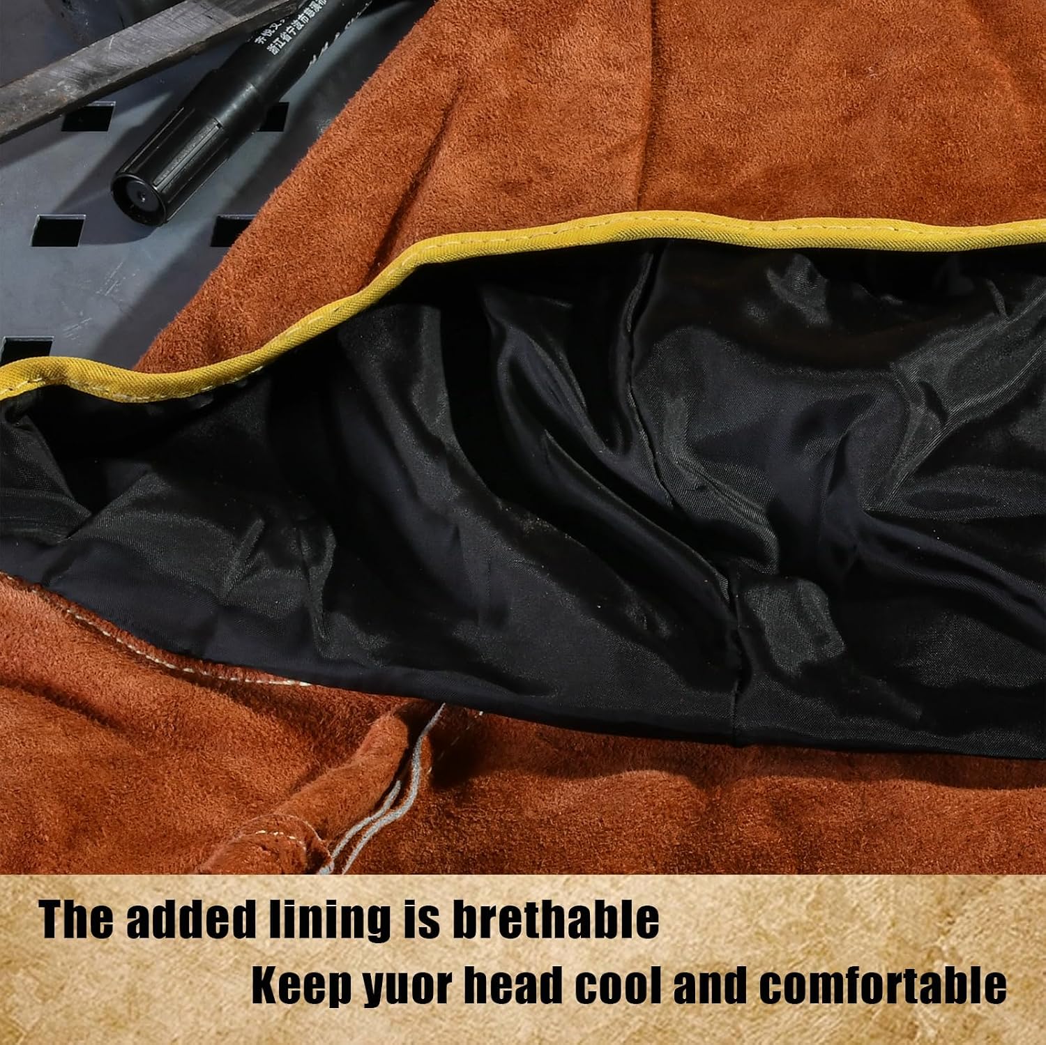 Welding Hood - Leather Welder Cap with Neck Shoulder Drape - Full Cover