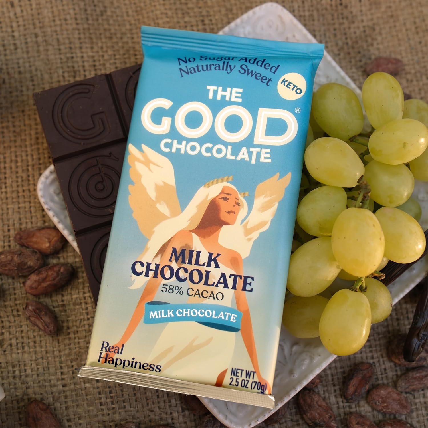 THE GOOD CHOCOLATE – Dark Chocolate Bars with Zero Sugar & Lower Net Carbs – Keto Chocolate Bar with Lower Calories, All Natural and Non-GMO Keto Snacks, 2.5 oz (6 Bars Value Pack)