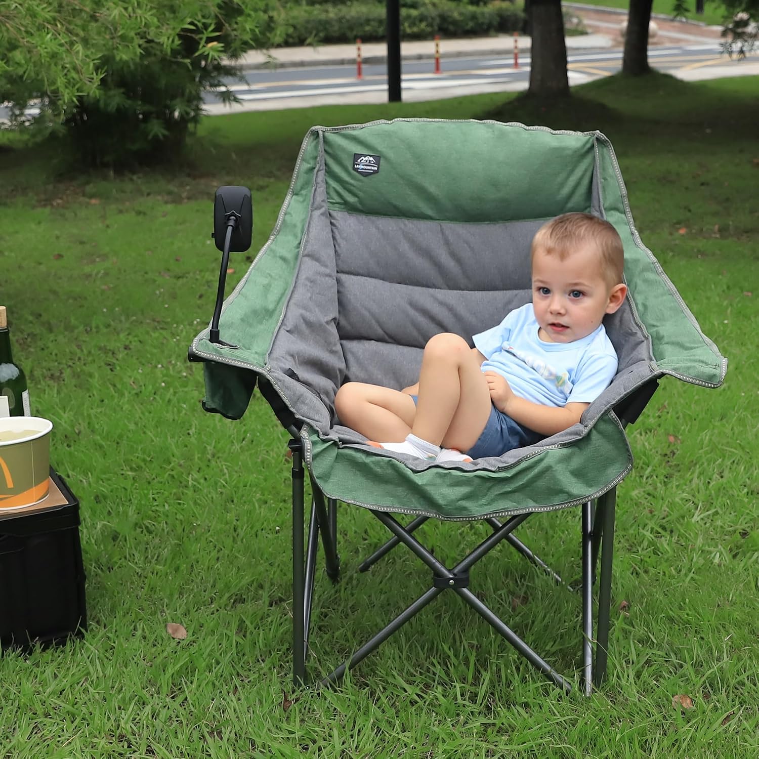 Oversized XL Folding Camping Chair,Heavy Duty Support 400Lbs,Large Comfy Padded Camp Chair for Adults,Lawn Arm Chair w/Cup Holder,Phone Holder,Carry Bag Perfect for Outdoor (Brown