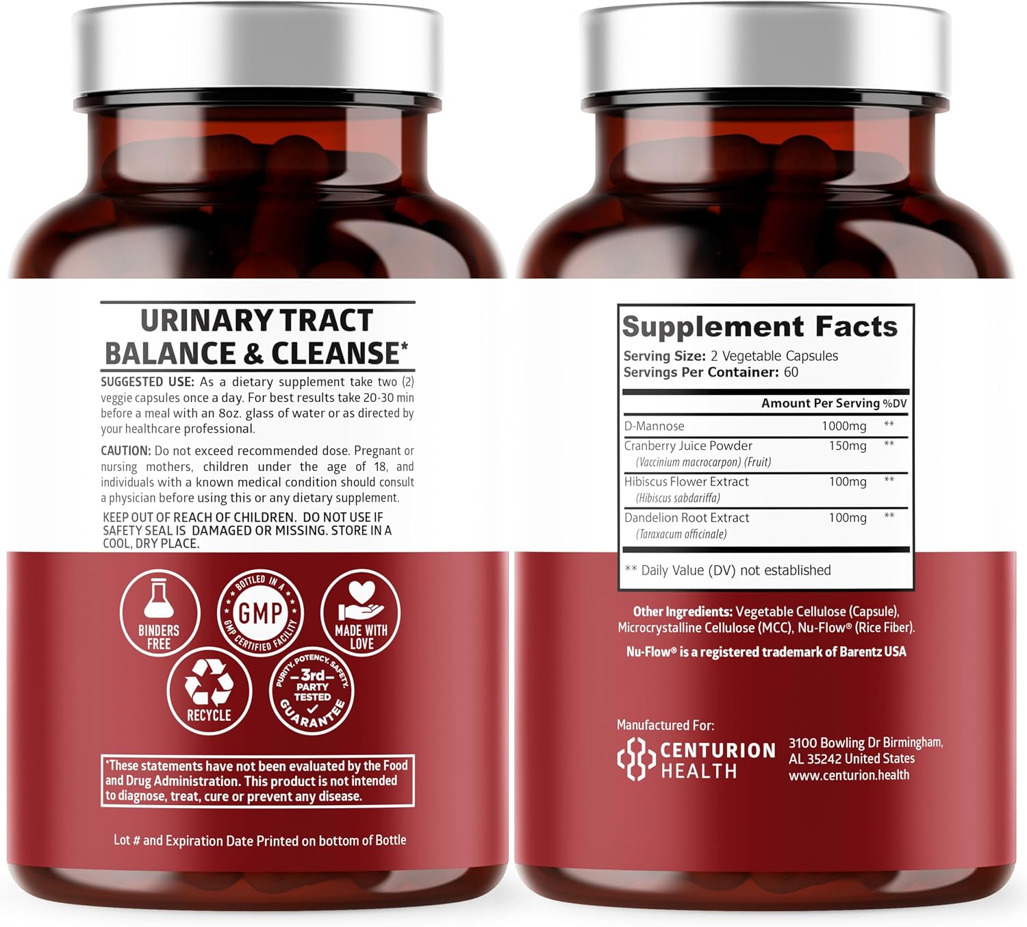 Premium D Mannose Supplement for Women and Men [Max Strength, 1350MG] Natural D-Mannose with Cranberry
