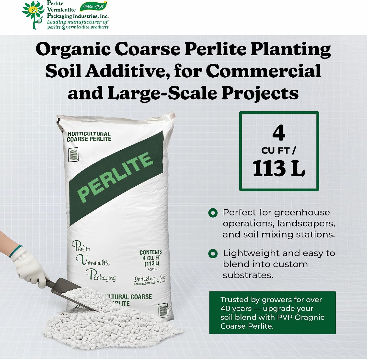 PVP Industries Organic Coarse Perlite for Planting and Garden Soil, 120 Qt, 4 Cu Ft - Lightweight Growing Media for Indoor Plants, Outdoor Gardening