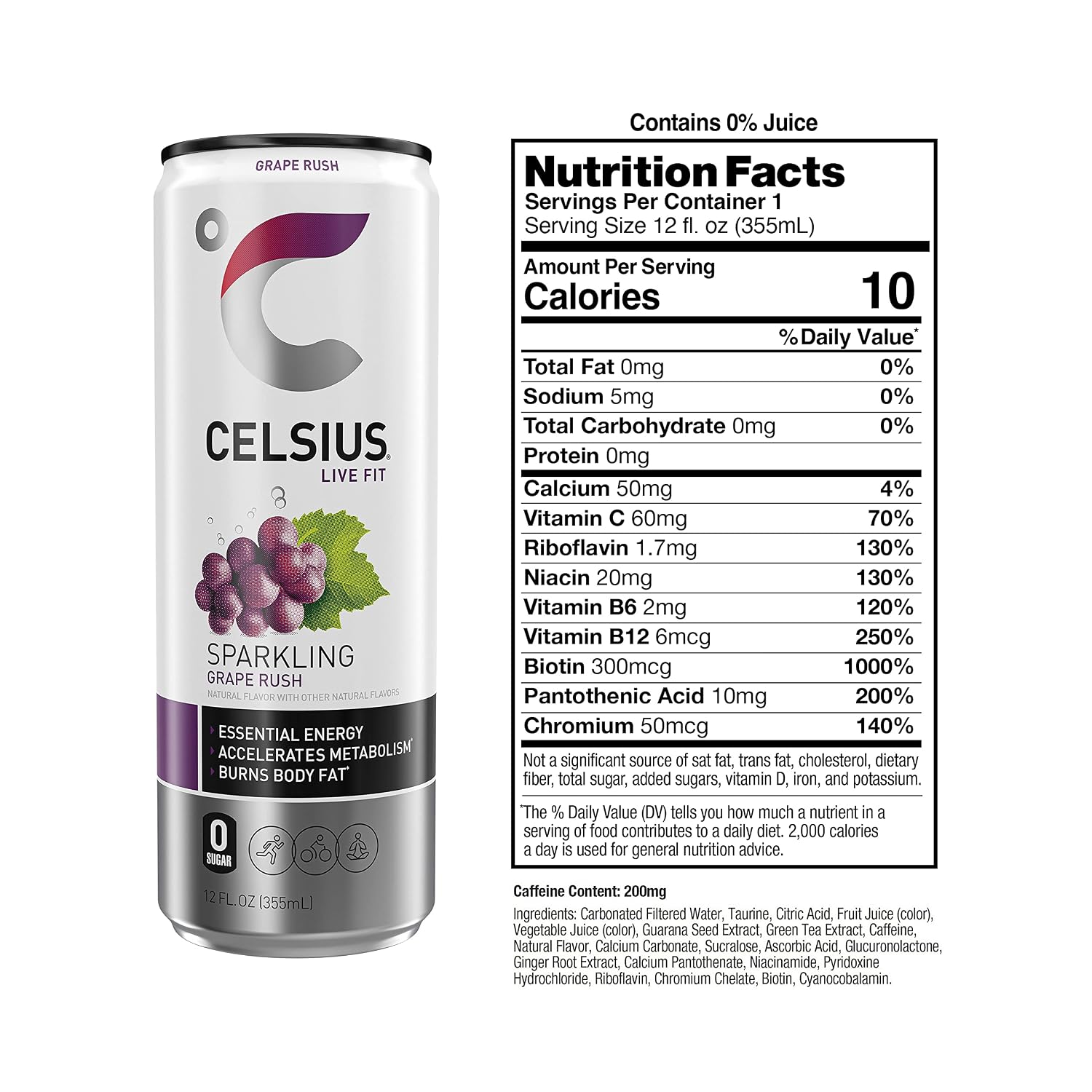 CELSIUS Sparkling Orange, Sugar Free Energy Drink, 12 Fl Oz (Pack of 4)