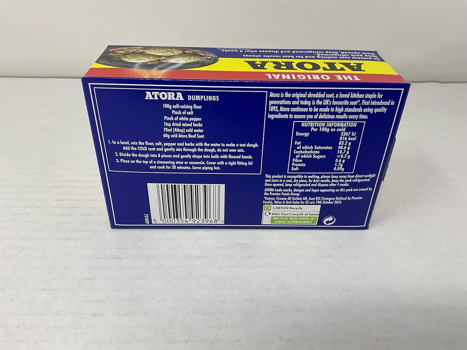 Atora Shredded Beef Suet 200g - Pack of 2