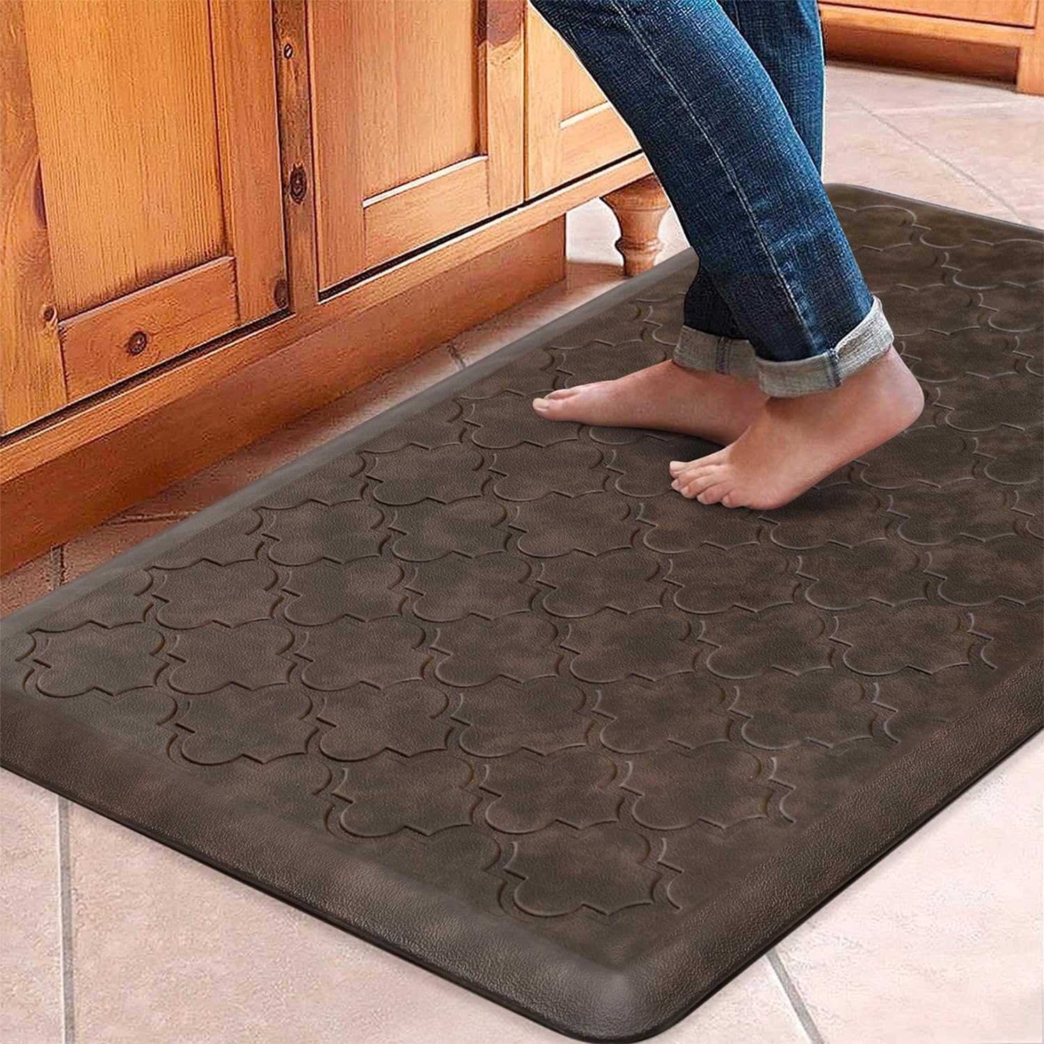 WISELIFE Kitchen Mat Cushioned Anti Fatigue Floor Mat, 17.3"x60", Thick Non Slip Waterproof Kitchen Rugs and Mats, Standing Mat for Floor, Home