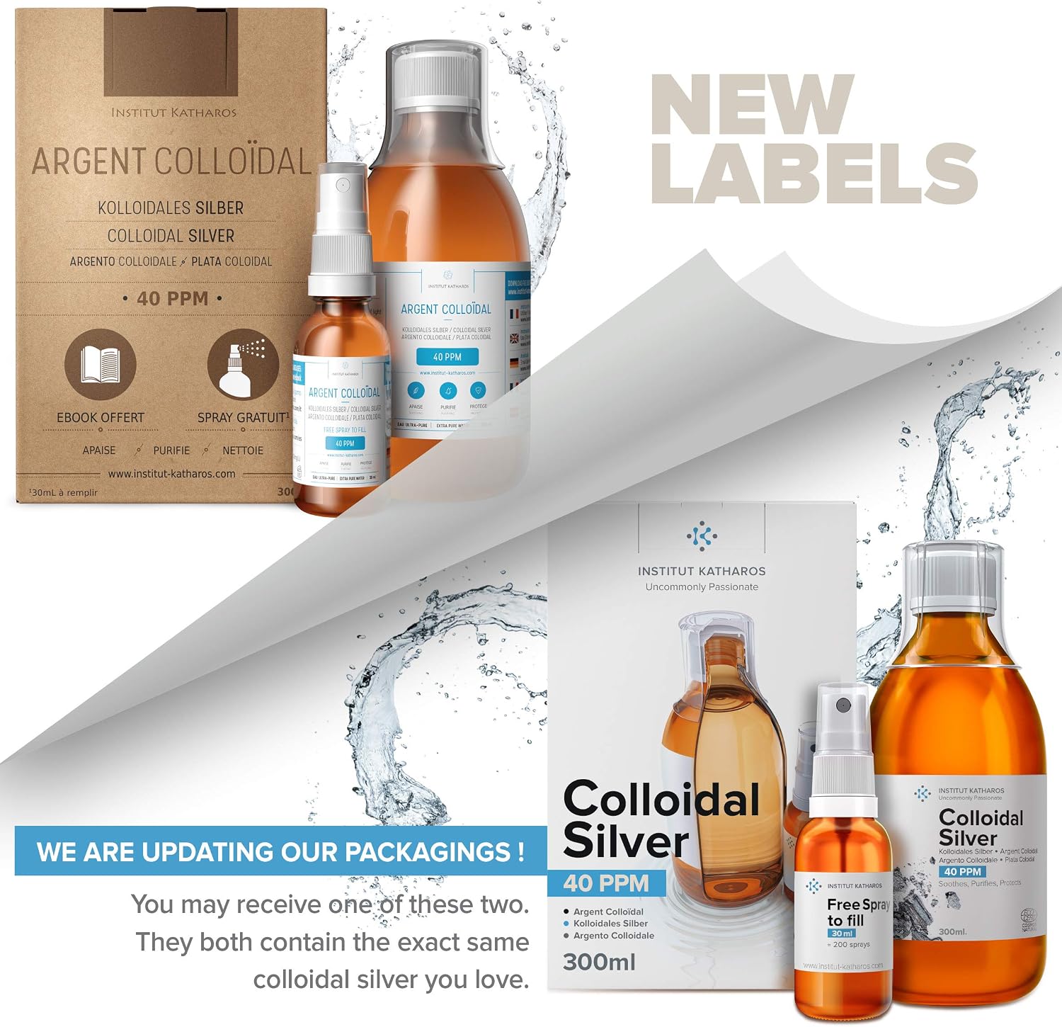 Colloidal Silver Liquid 10 fl oz & Spray to Fill ● Bioactive Hydrosol Silver Water ● Natural Immune Support Nano Sol Supplement Solution ● Ionic Minerals 40 PPM ● Organic Structured Plata Coloidal