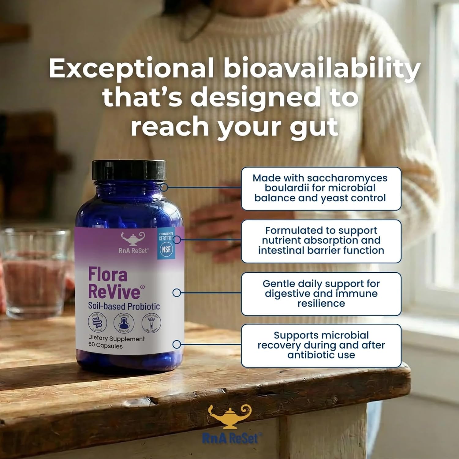 RnA ReSet Flora Revive - Soil-Based Probiotic for Gut Health (60 Capsules)