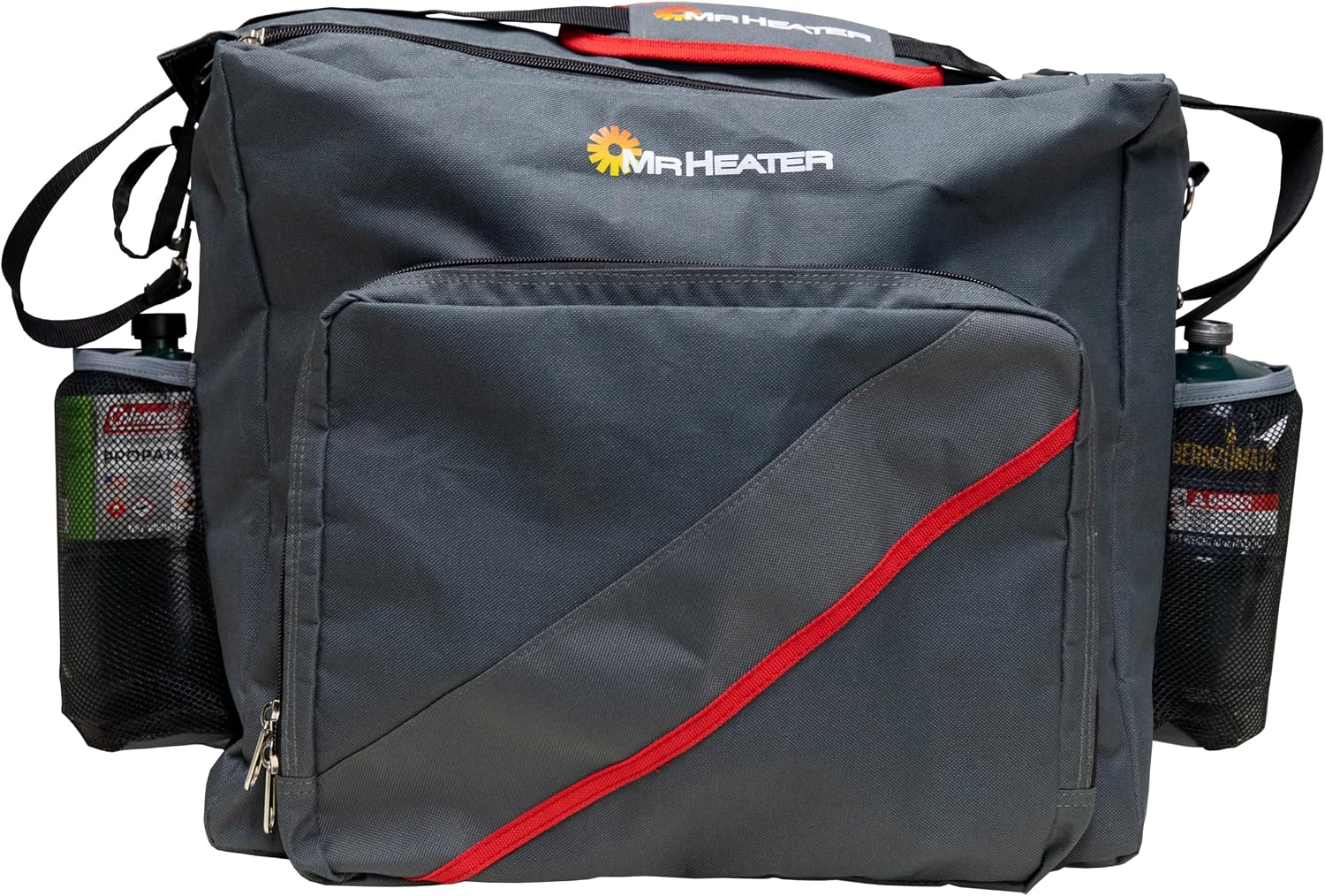 Mr. Heater Portable Buddy Carry Bag 9BX, Black | 600D polyester, pockets for two 1 lb cylinders, U-shaped zipper, padded strap