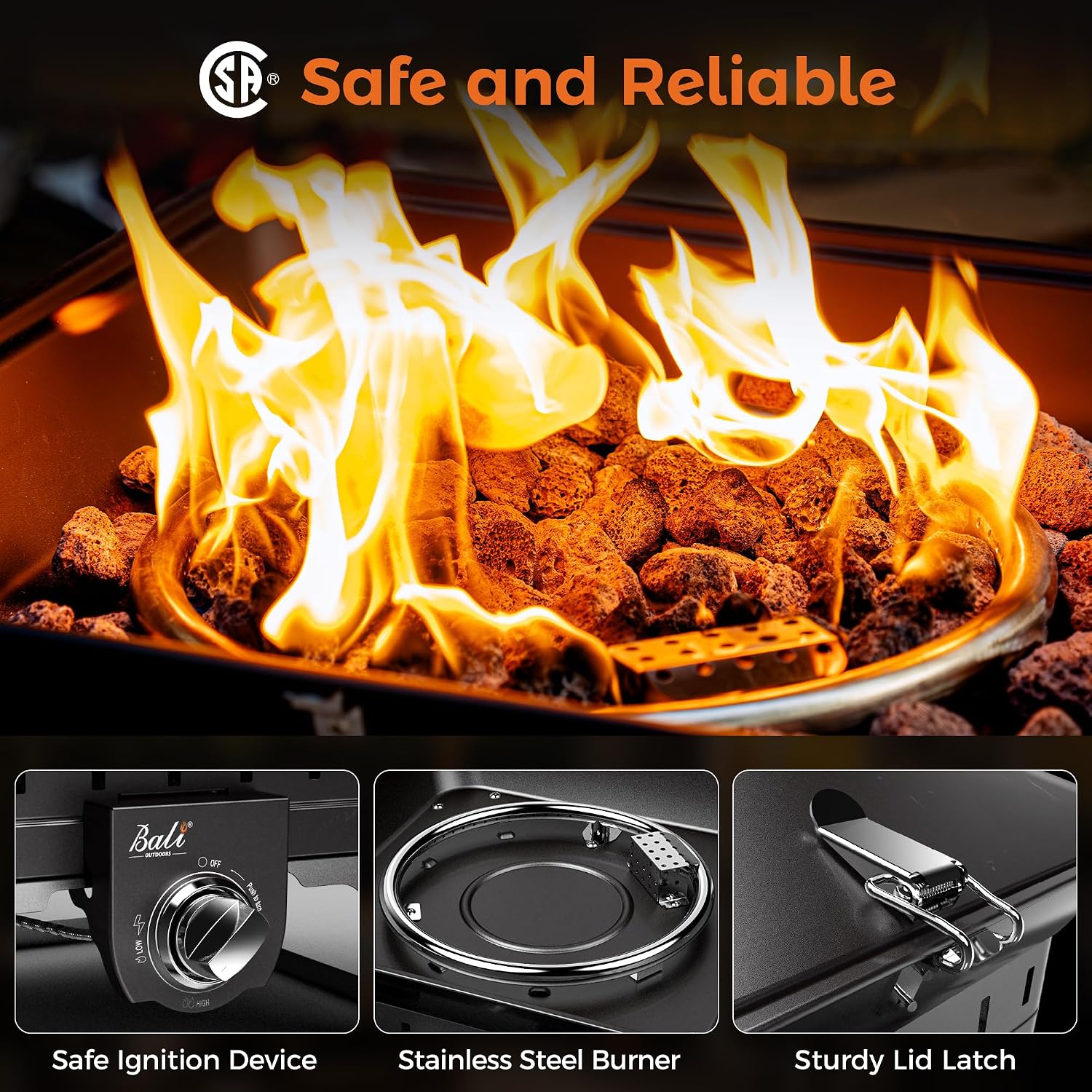 BALI OUTDOORS Propane Fire Pit Perfect for Camping | Outdoor Fire Pit for Portable Firepits for Outside Outdoor Patio