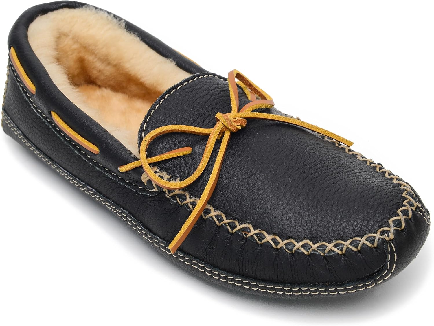 Minnetonka Men's Sheepskin Moose Slipper