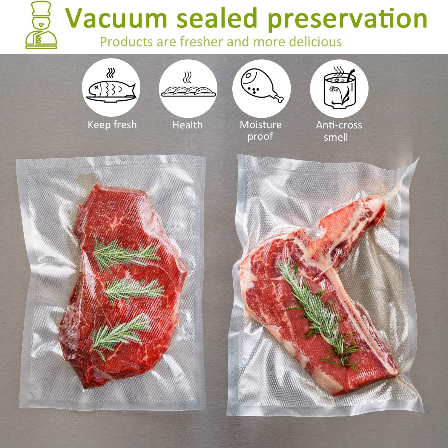 POTANE 6 Pack 11"x20'(3Rolls) and 8"x20' (3Rolls)Thickened Vacuum Sealer Bags, Smell-Proof, Puncture Prevention, Heavy duty for POTANE, Food Saver