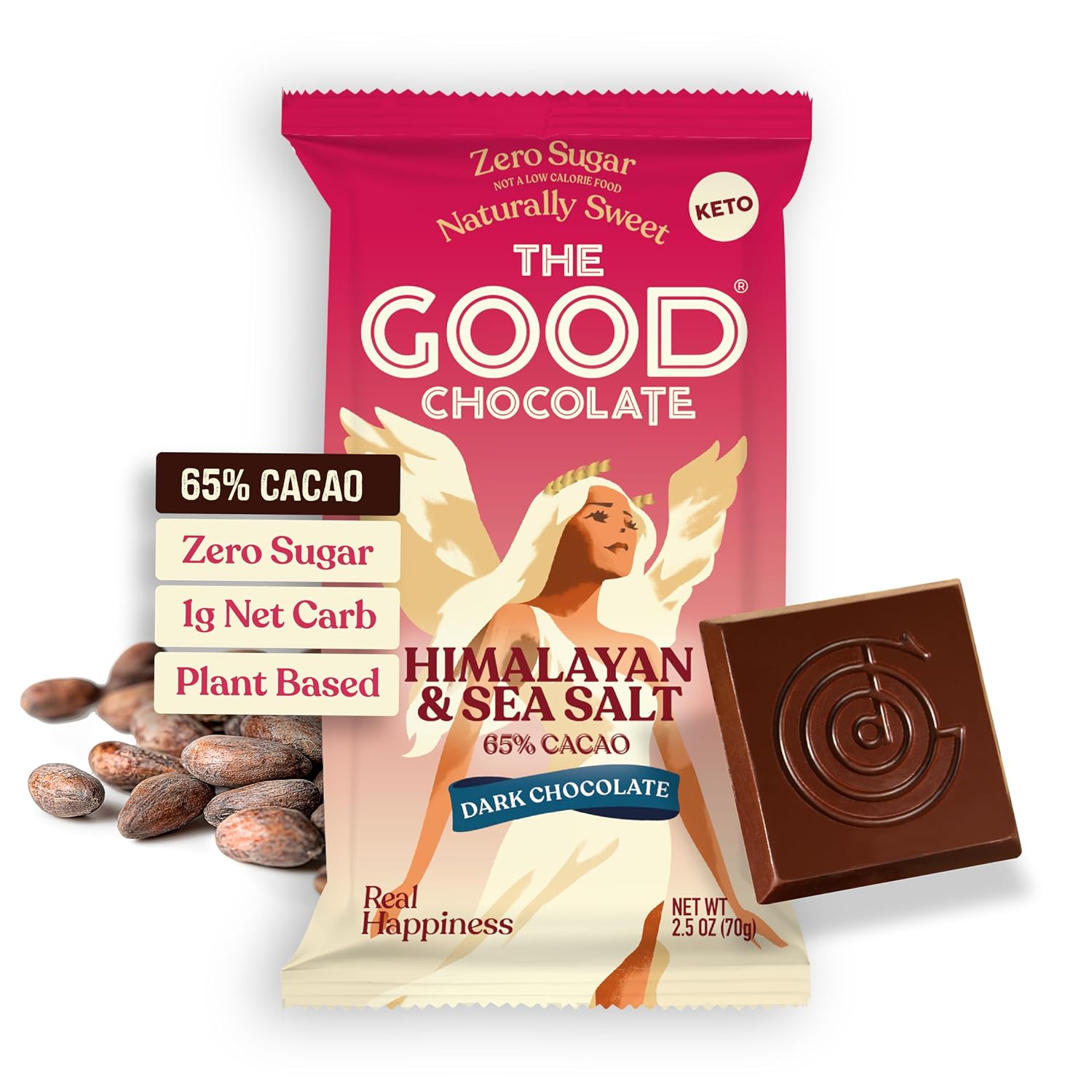 THE GOOD CHOCOLATE – Dark Chocolate Bars with Zero Sugar & Lower Net Carbs – Keto Chocolate Bar with Lower Calories, All Natural and Non-GMO Keto Snacks, 2.5 oz (6 Bars Value Pack)