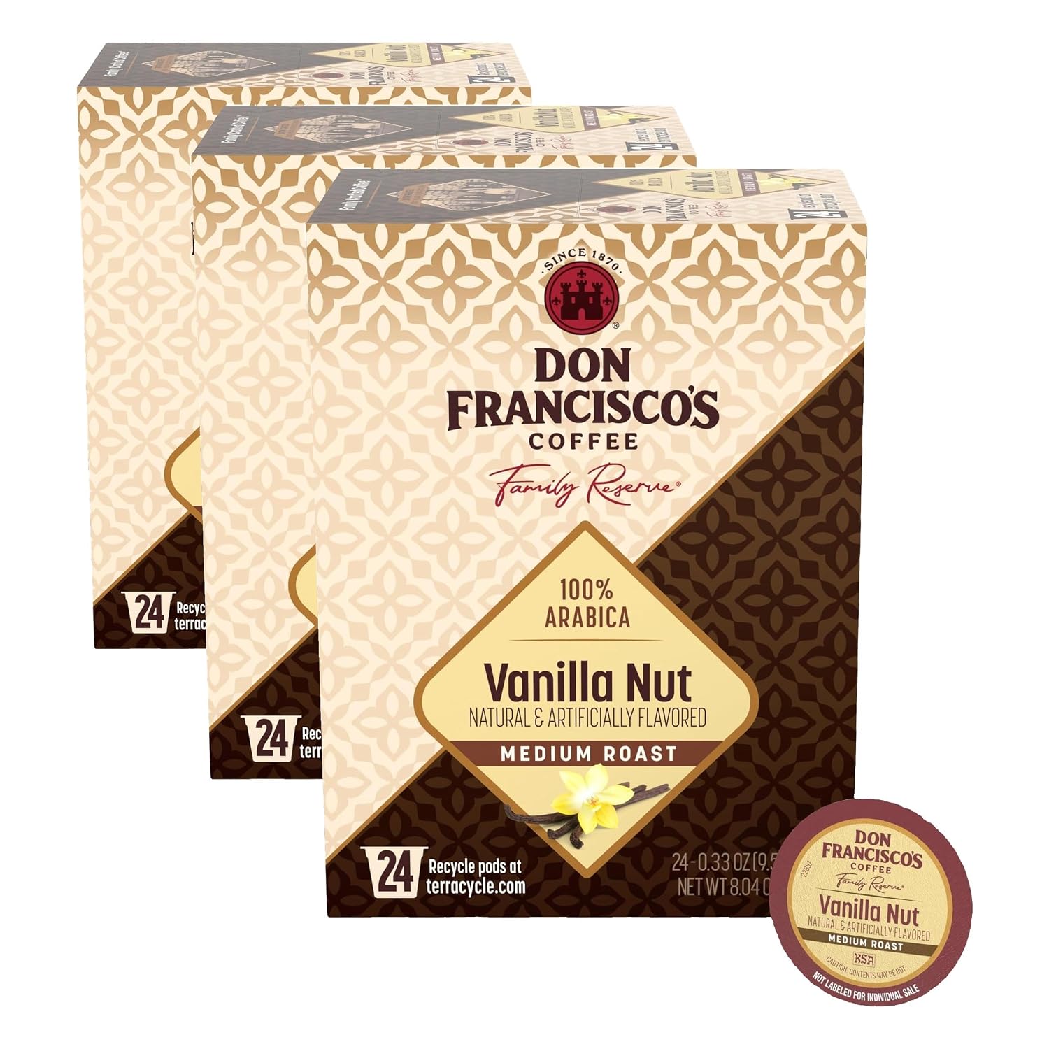 Don Francisco's Hawaiian Hazelnut Coffee Pods, Medium Roast, 24ct | Compatible with Keurig Coffee Pod Brewers, 100% Arabica Coffee, Convenient Single Serve Brewing, Fresh Brew in Every Cup