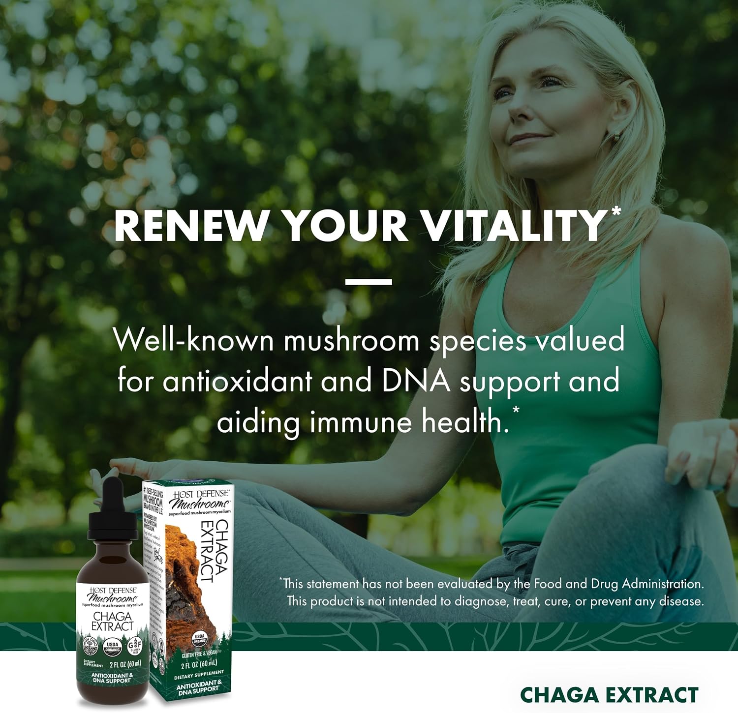 Host Defense Chaga Extract - Immune System Support Supplement - Chaga Mushroom for Antioxidant Activity Support - Liquid Dietary Mushroom Supplement - 2 fl oz (60 Servings)*